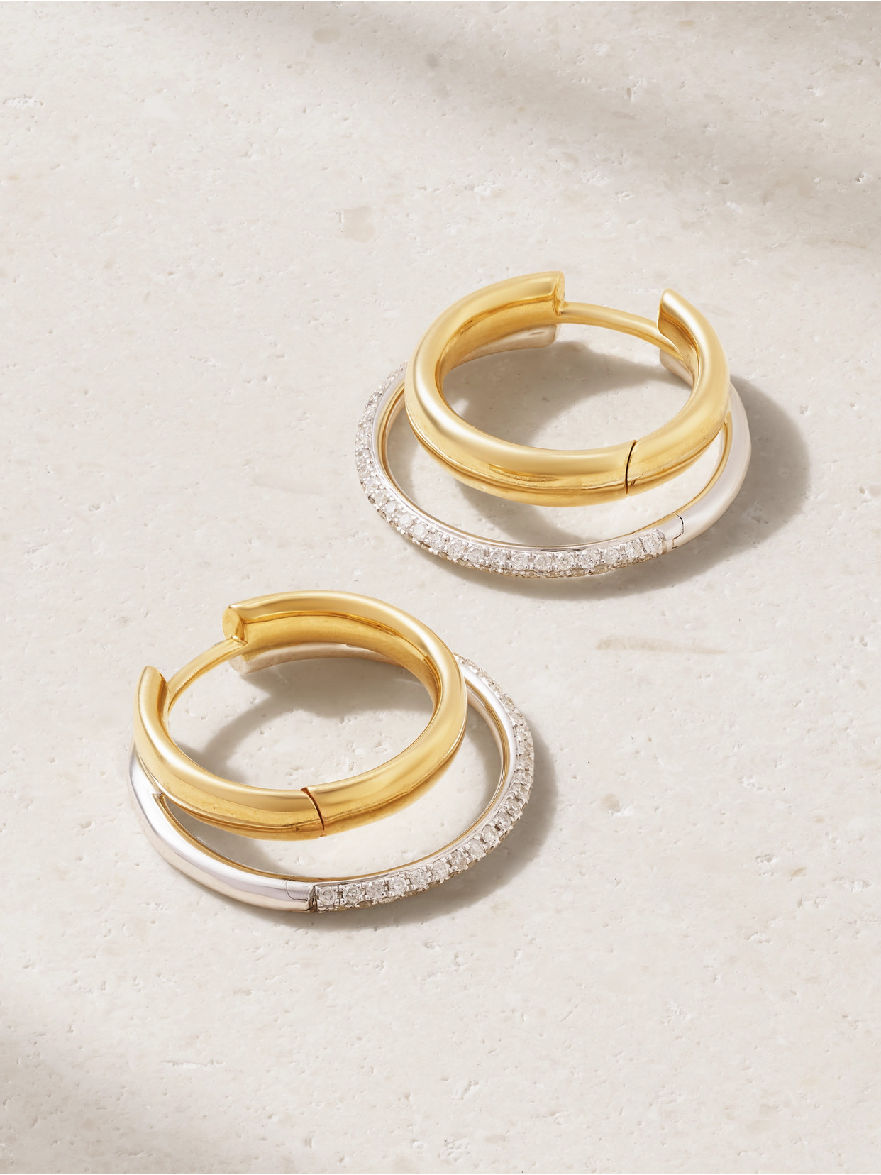 Yvonne Léon 9-karat White And Yellow  Diamond Hoop Earrings