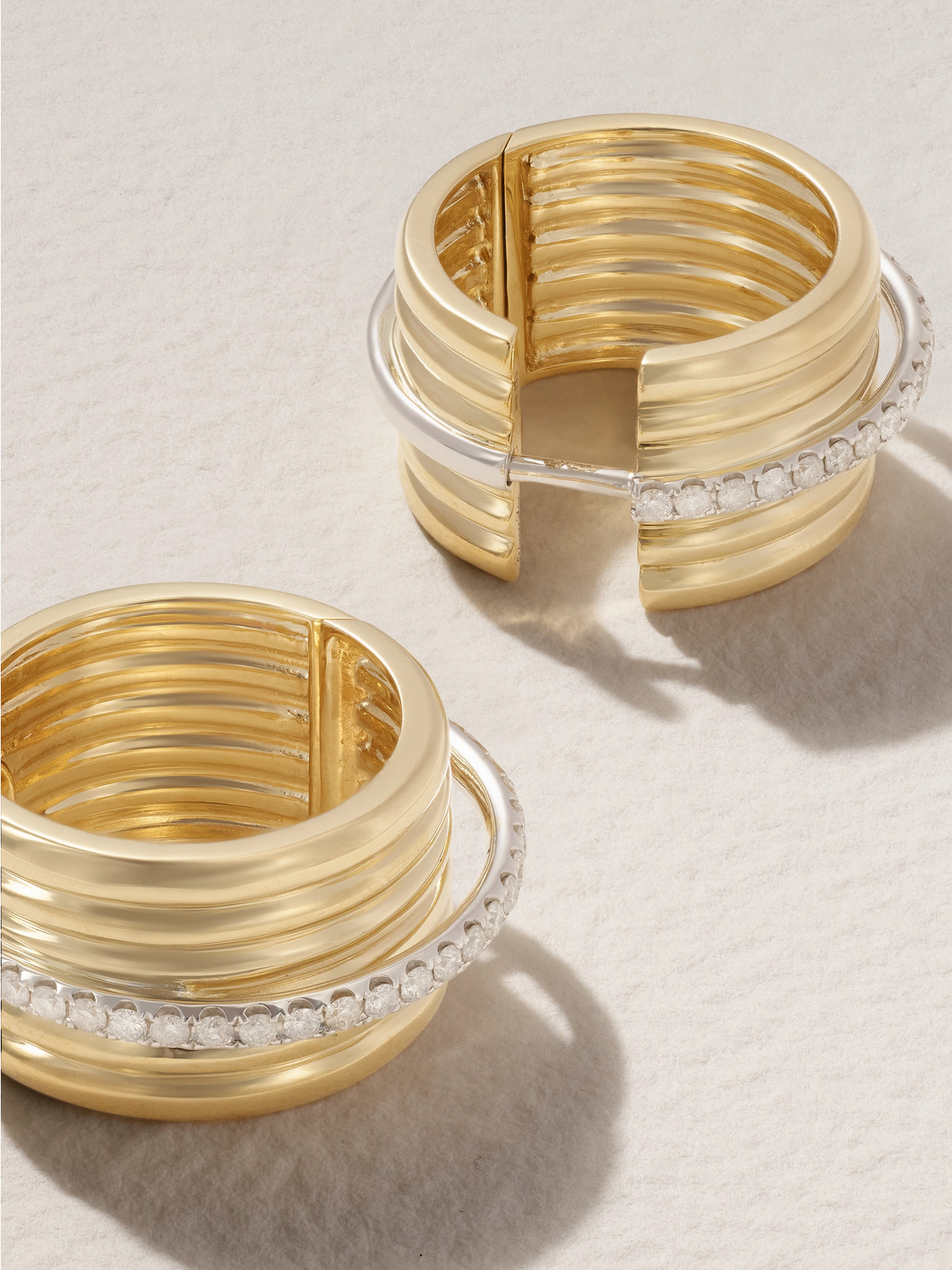 Yvonne Léon 9-karat Yellow And White Gold Diamond Earrings In Gold