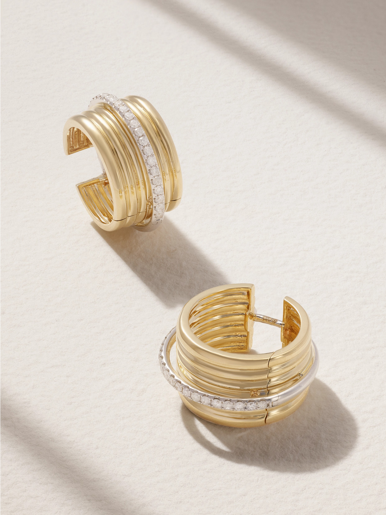 Yvonne Léon - 9-karat Yellow And White Gold Diamond Earrings - One size