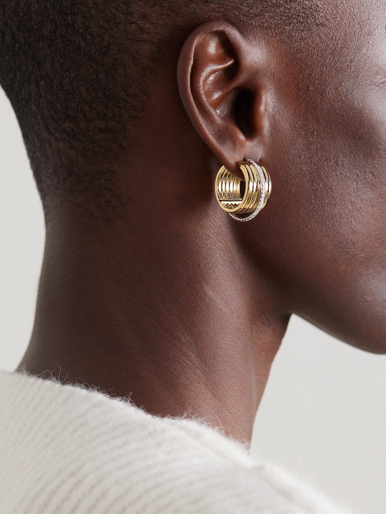 Yvonne Léon 9-karat Yellow And White Gold Diamond Earrings In Gold