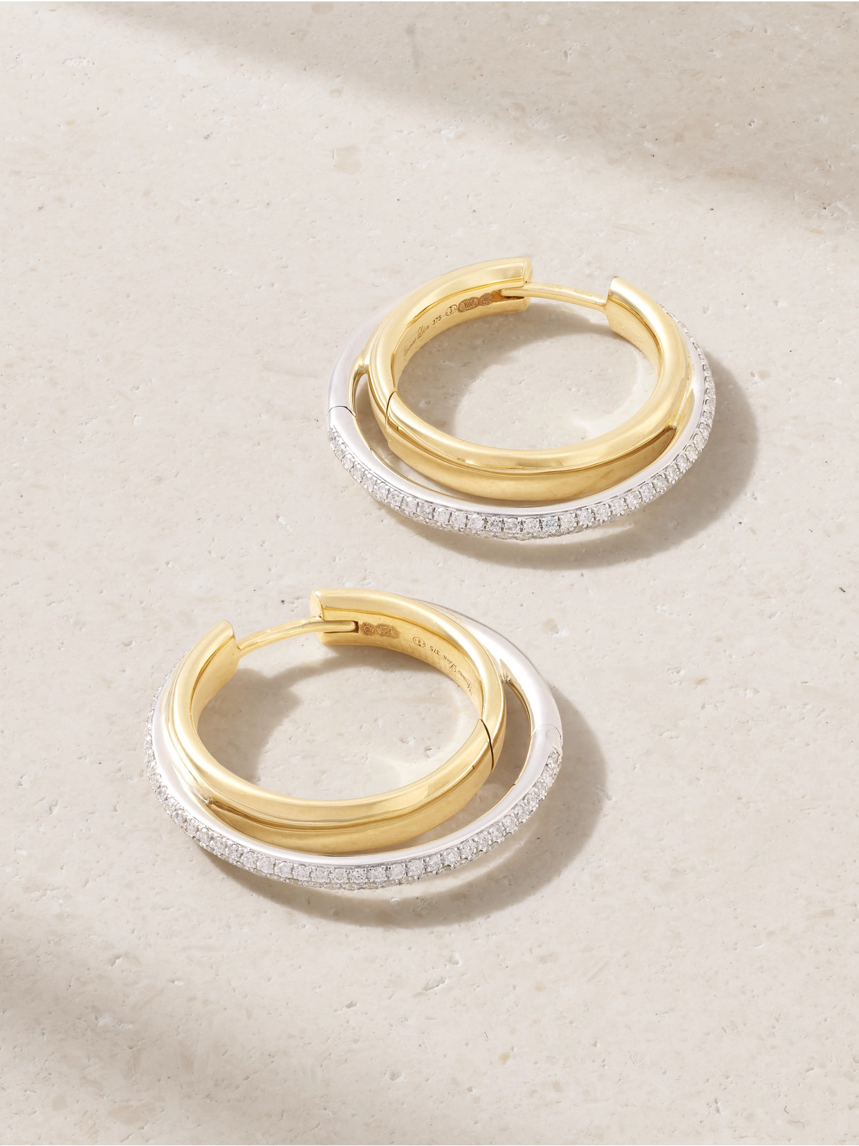 Yvonne Léon 9-karat White And Yellow Diamond Hoop Earrings