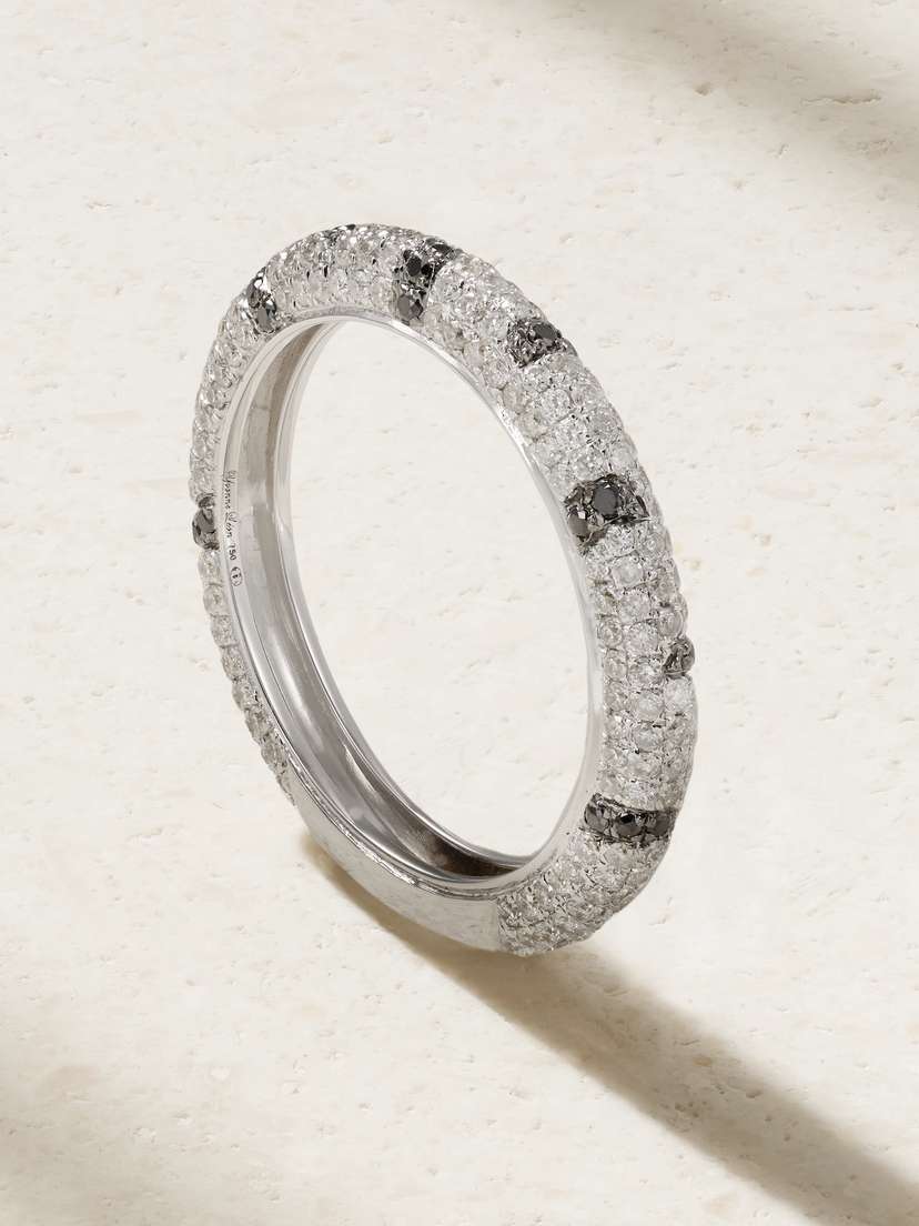 Yvonne Léon Mini Alliance Zebre 18-karat White Gold Diamond Ring