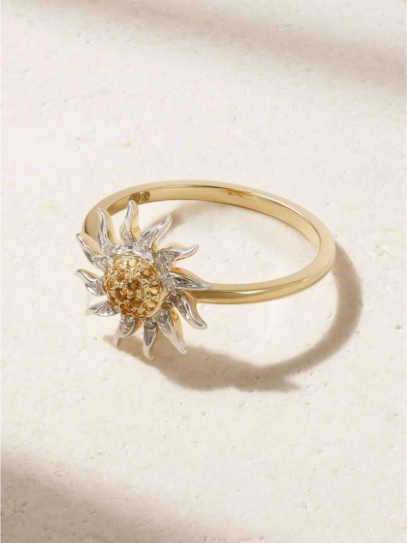 Yvonne Léon Mini Soleil 18-karat Yellow And White Gold, Diamond And Citrine Ring