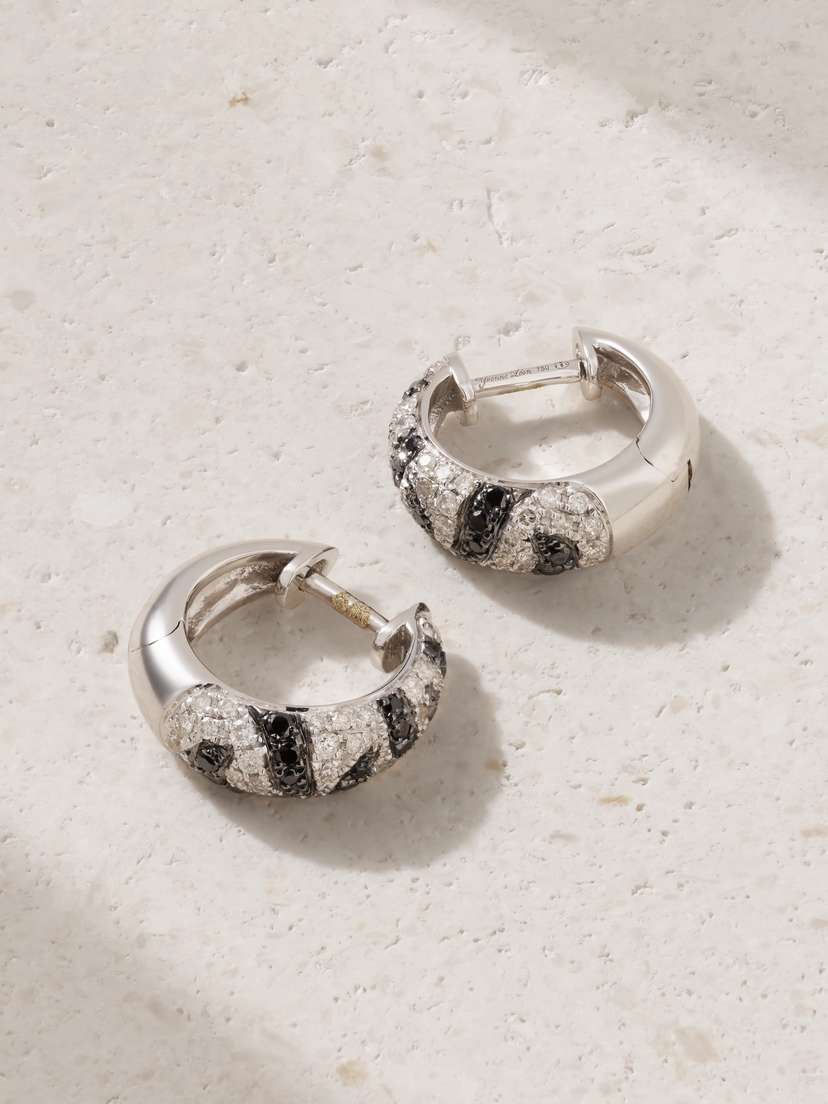 Yvonne Léon Zèbre 18-karat White Gold Diamond Earrings