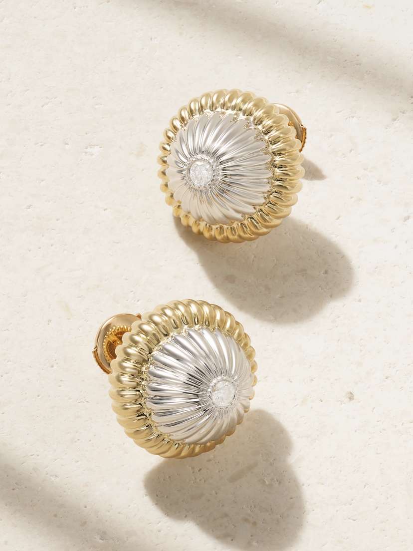 Yvonne Léon 9-karat Yellow And White Gold Diamond Earrings