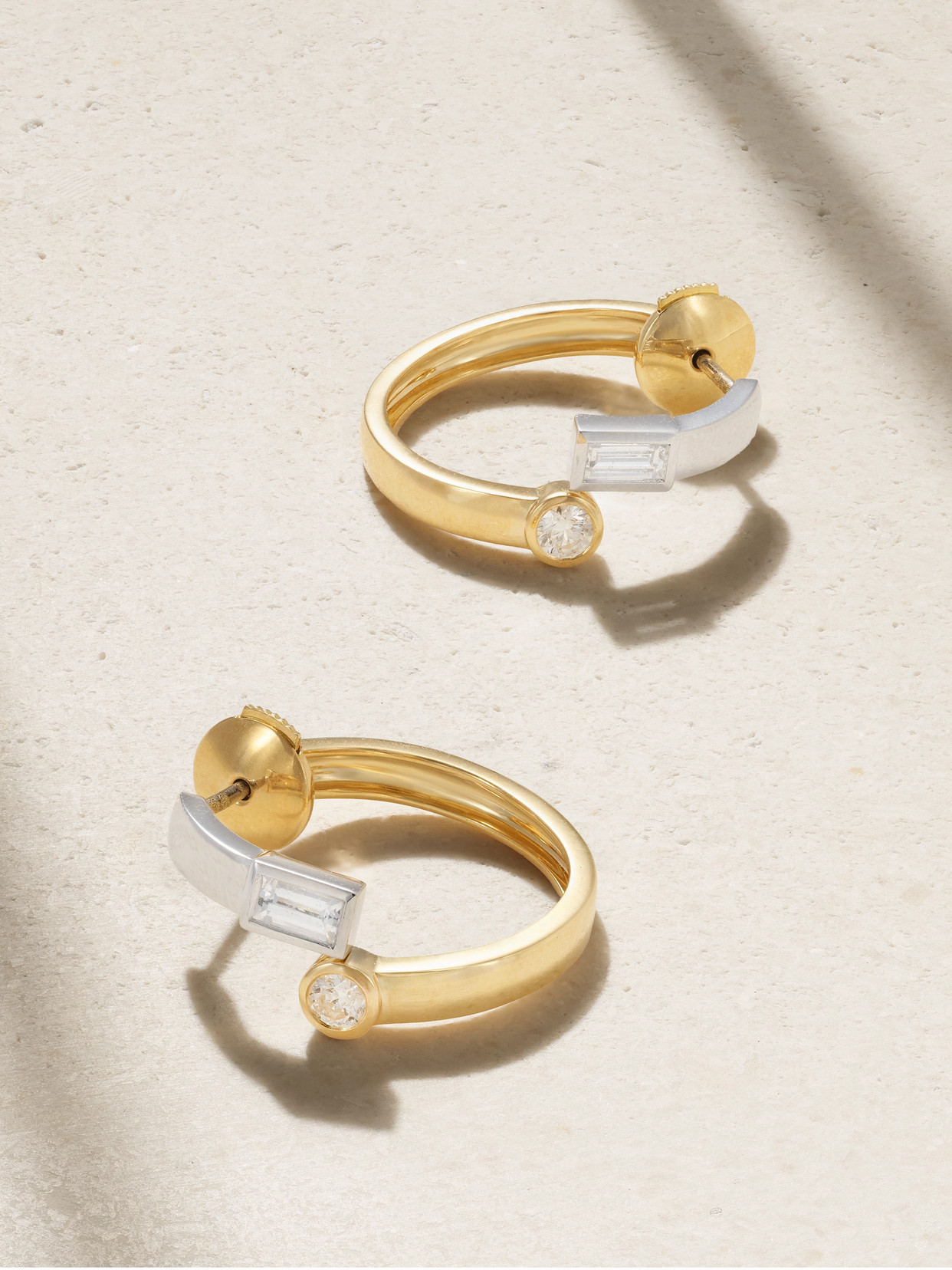 Yvonne Léon - 18-karat Yellow And White Gold Diamond Earrings - One size