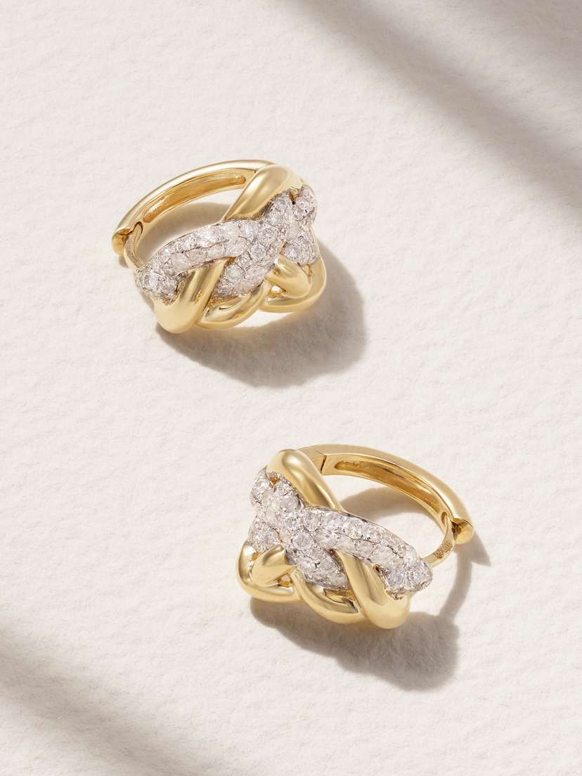 Yvonne Léon 9-karat Gold Diamond Hoop Earrings