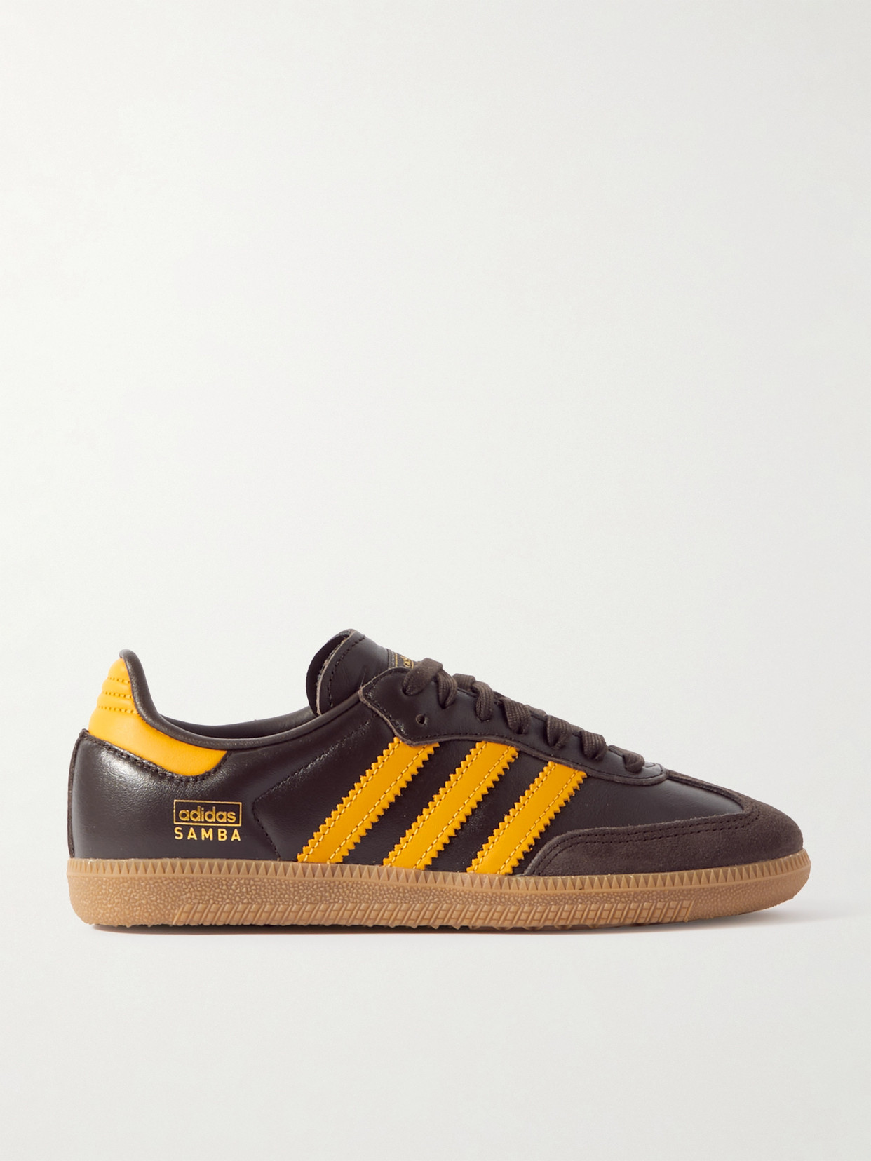 Adidas Originals Samba Og Suede-trimmed Leather Sneakers In Brown