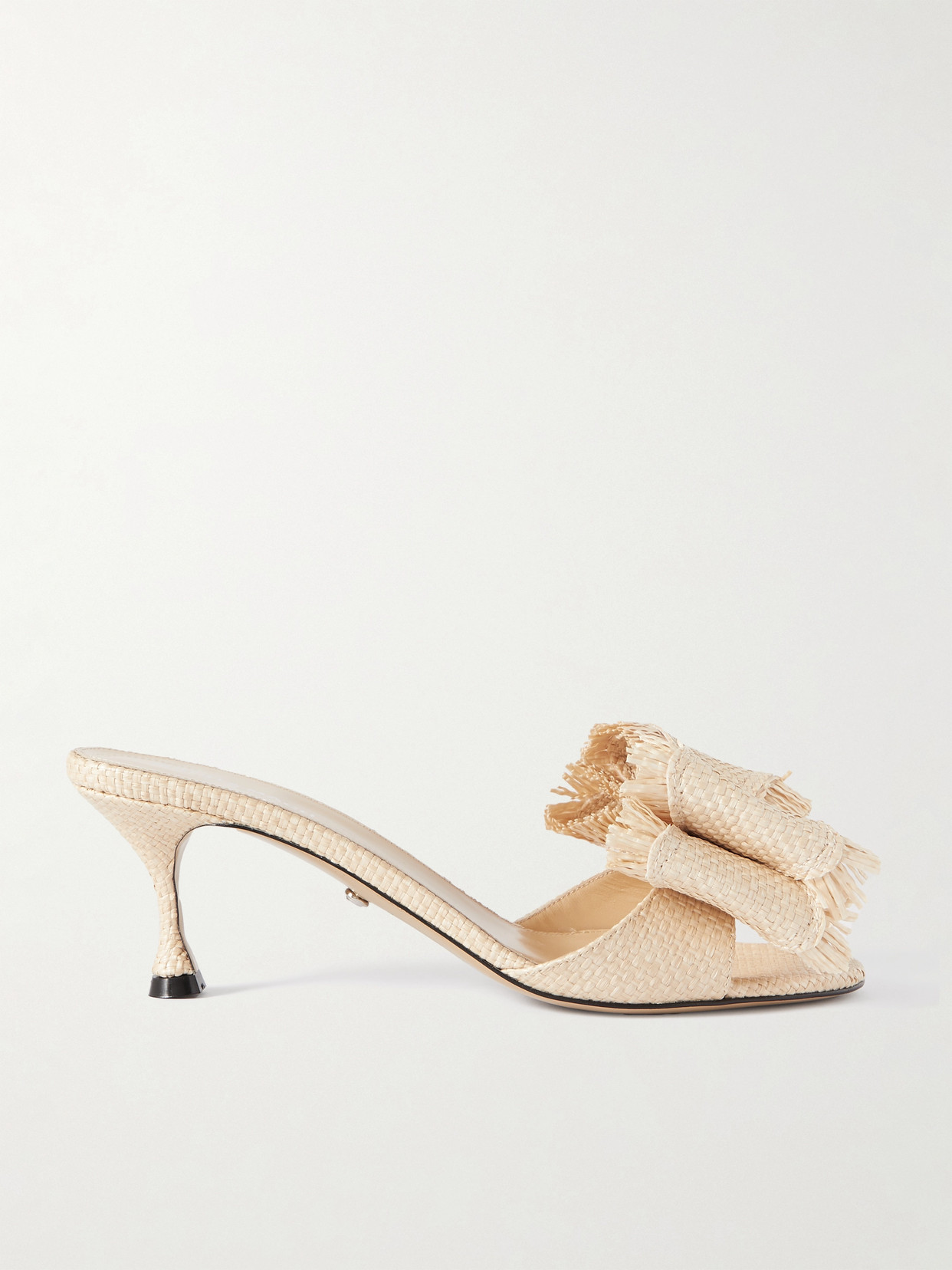 Mach & Mach Cadeau Bow-embellished Raffia Mules In Neutrals