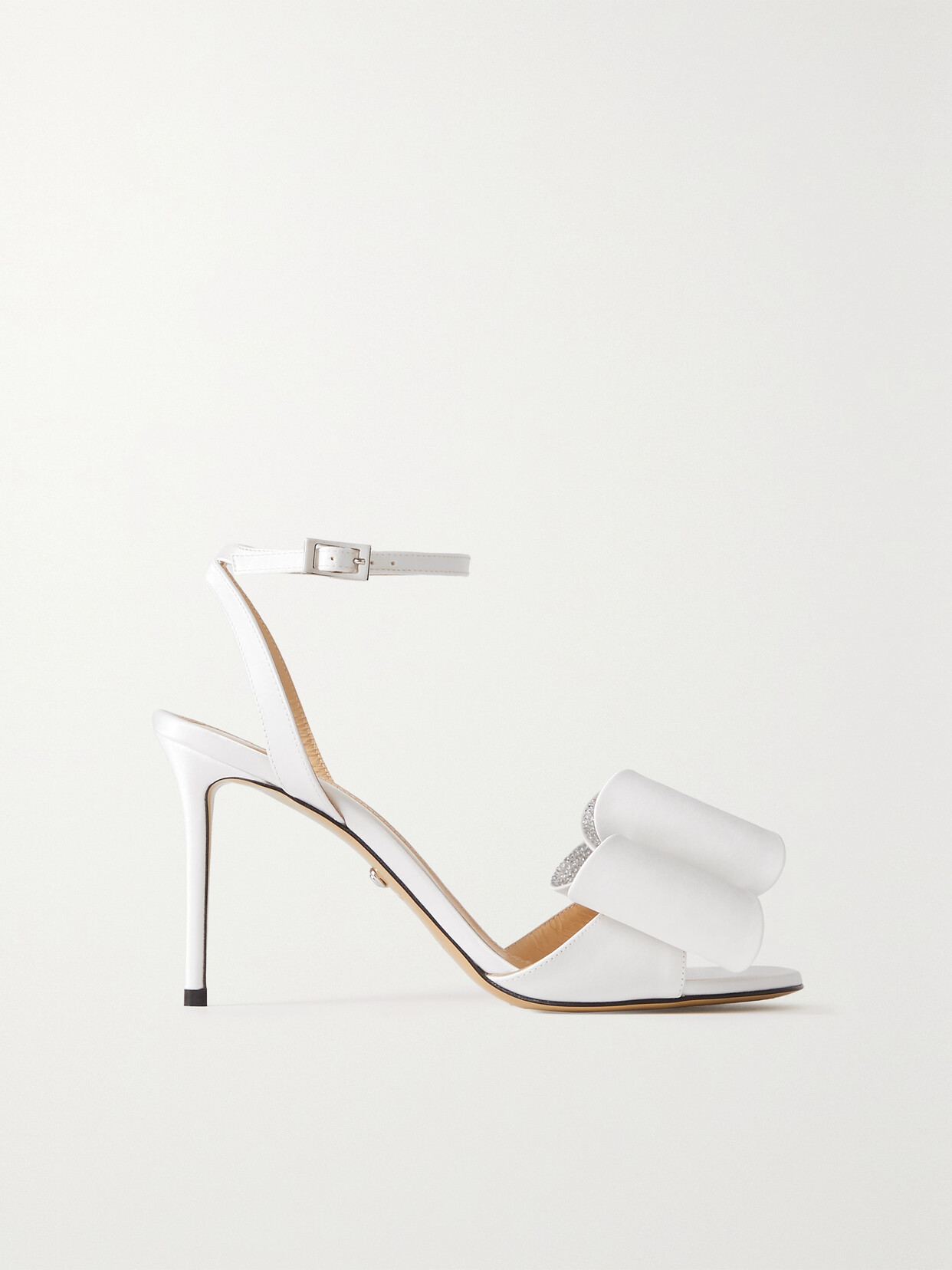 Shop Mach & Mach Le Cadeau Crystal-embellished Satin Sandals In White