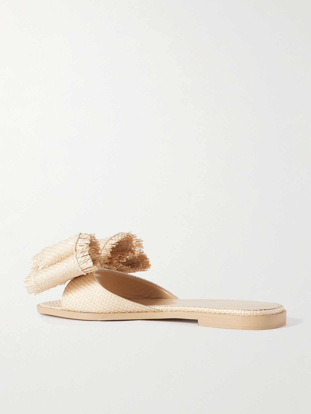 Mach&mach Cadeau Raffia Bow Flats In Neutrals
