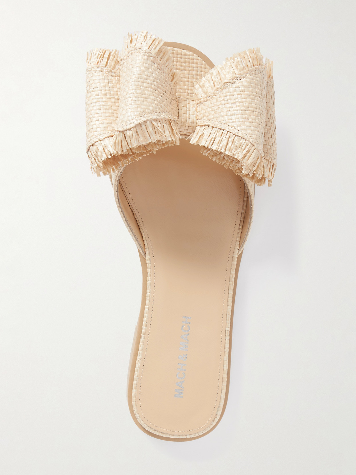 Mach&mach Cadeau Raffia Bow Flats In Neutrals