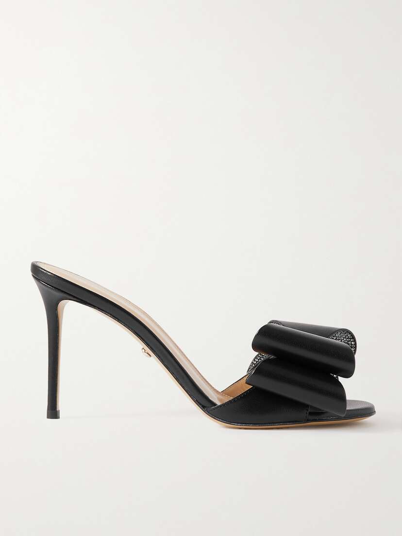 Mach & Mach Le Cadeau Crystal-embellished Leather Mules