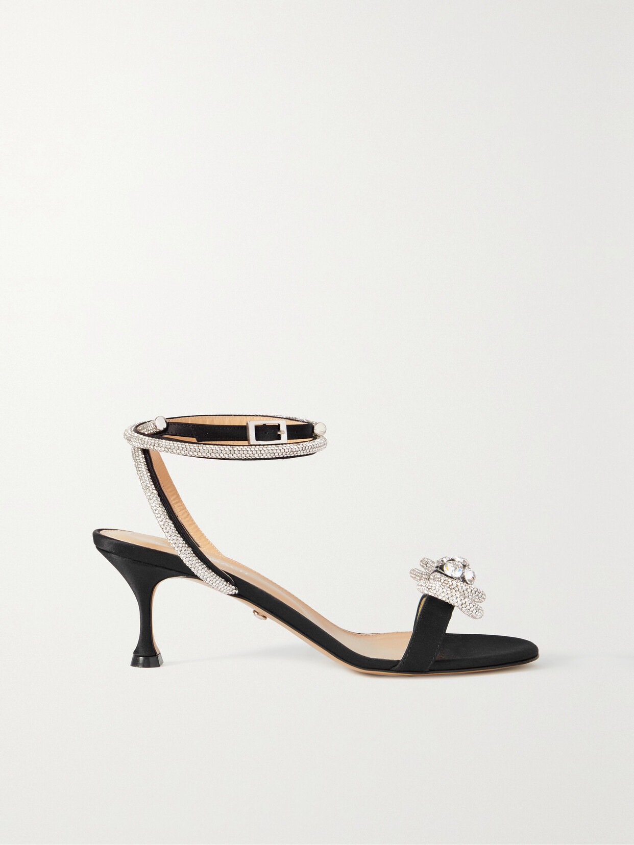 MACH & MACH - Double Bow Crystal-embellished Satin Sandals - Black