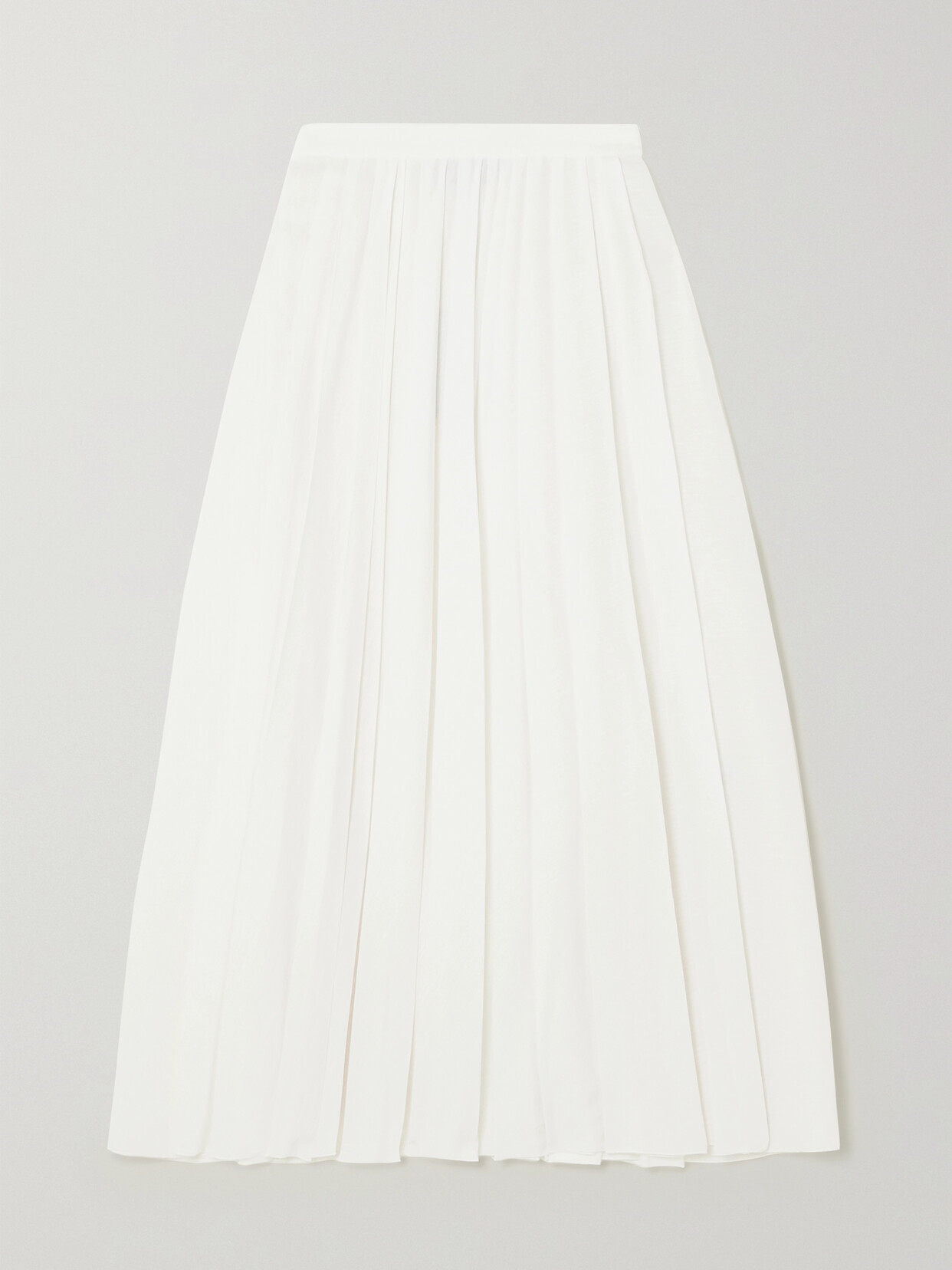 Shop Ralph Lauren Arnav Pleated Linen-blend Midi Skirt In White