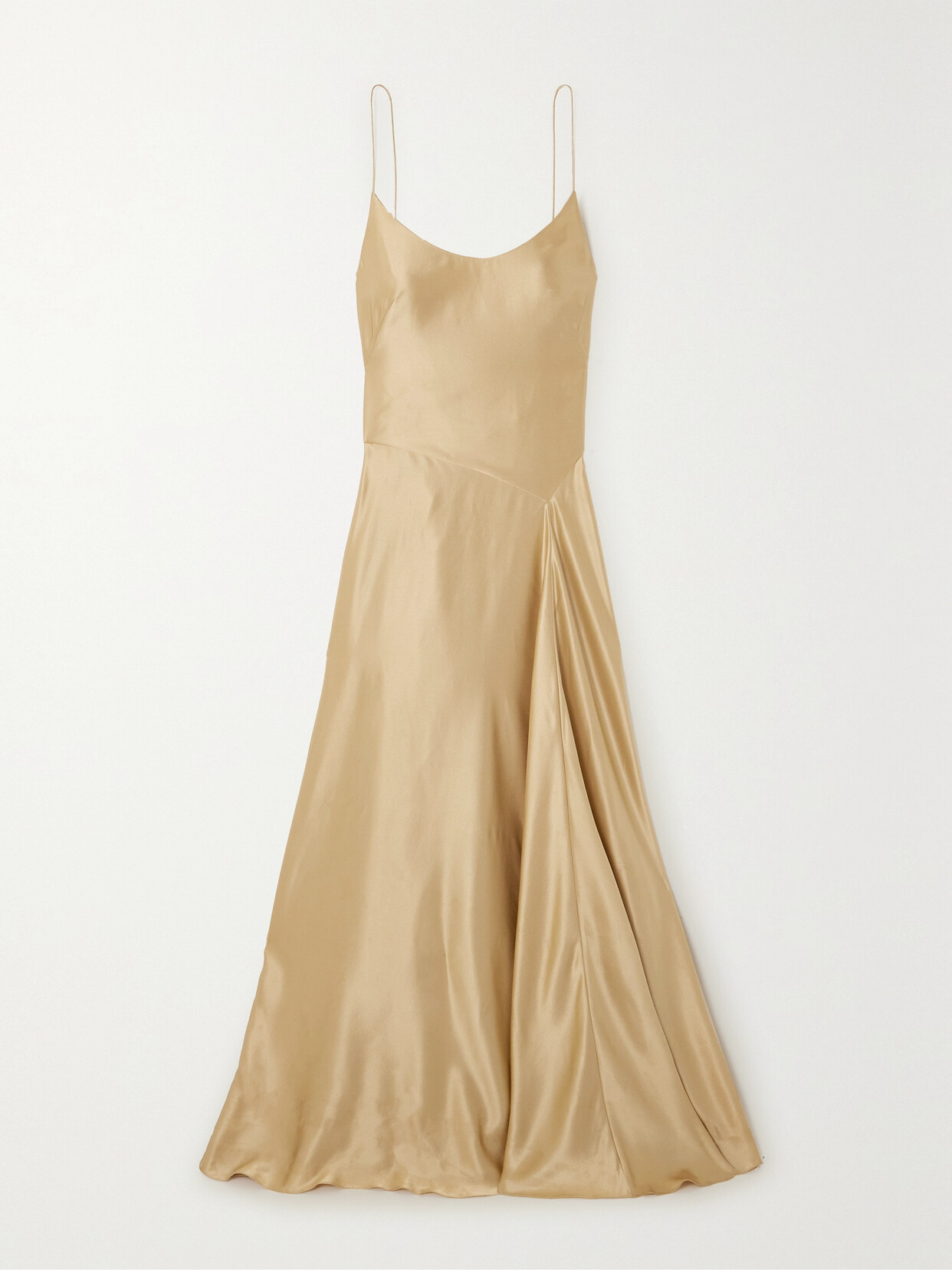 Ralph Lauren Womens Tan Satin Jeramiah Scoop-neck Slim-fit Silk Maxi Dress