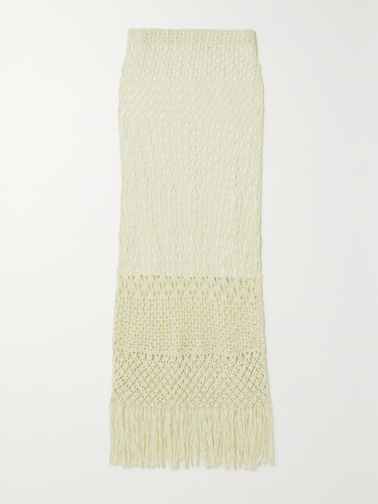 Polo Ralph Lauren - Fringed Crocheted And Macramé Cotton Midi Skirt - Off-white