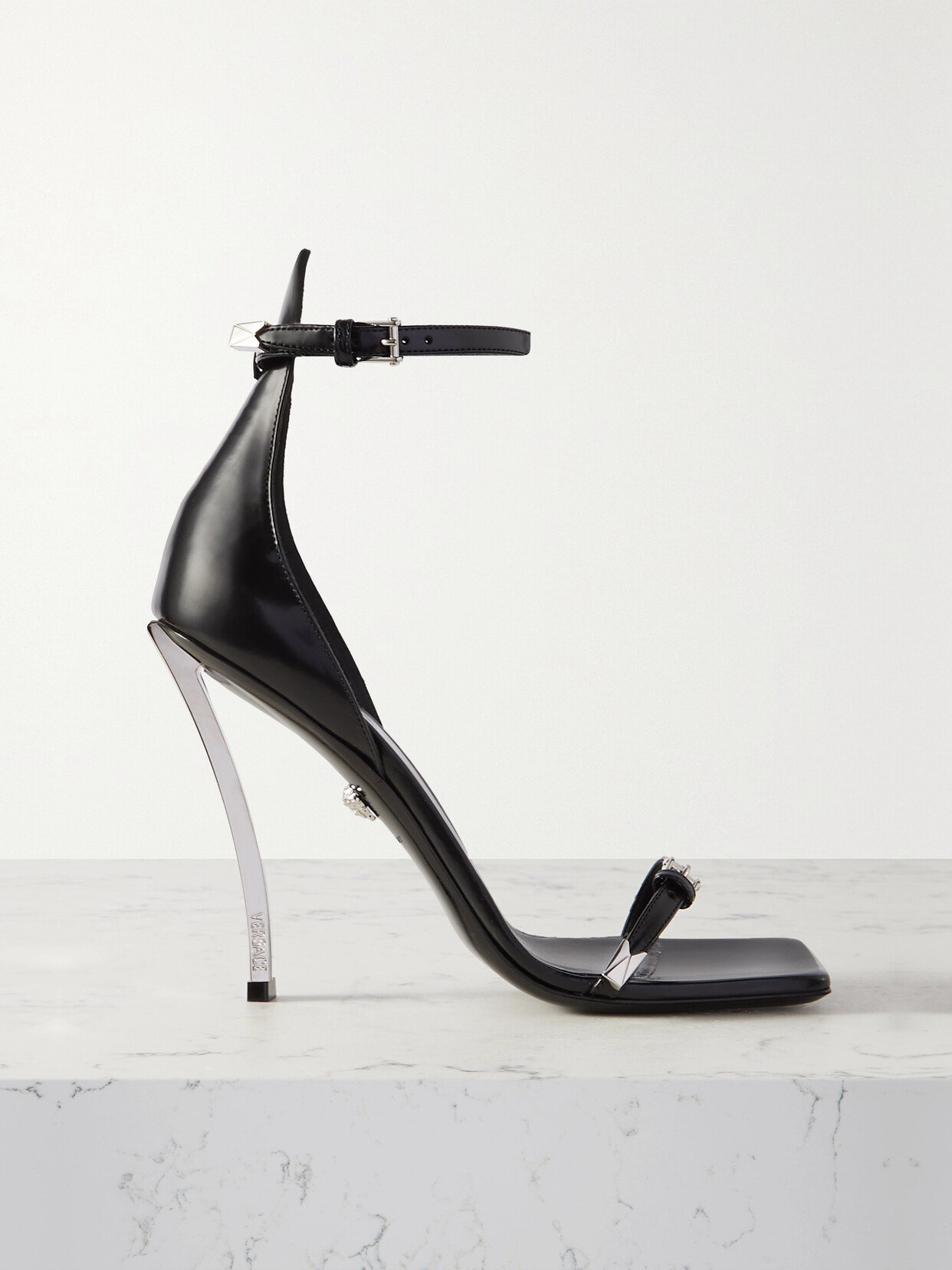 Versace - Glossed-leather Sandals - Black