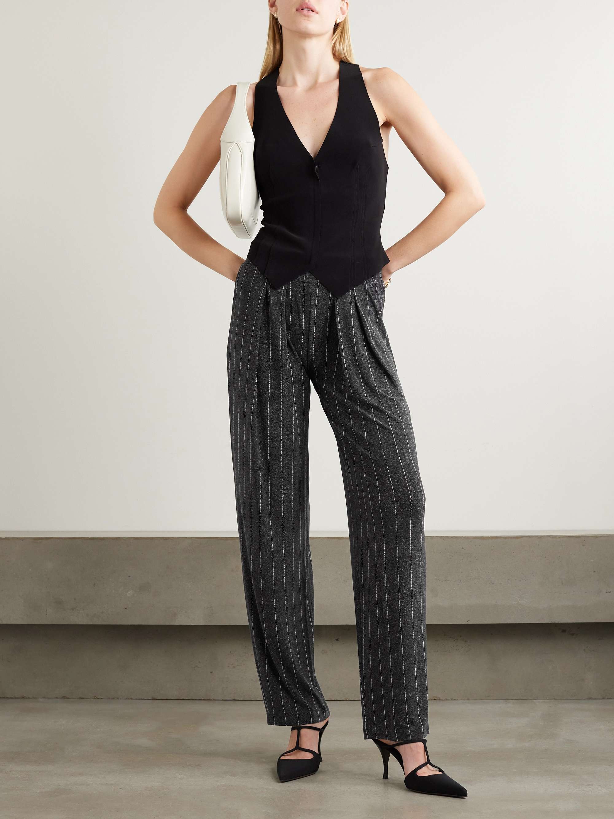 NORMA KAMALI Pinstriped stretch-jersey straight-leg pants | NET-A-PORTER