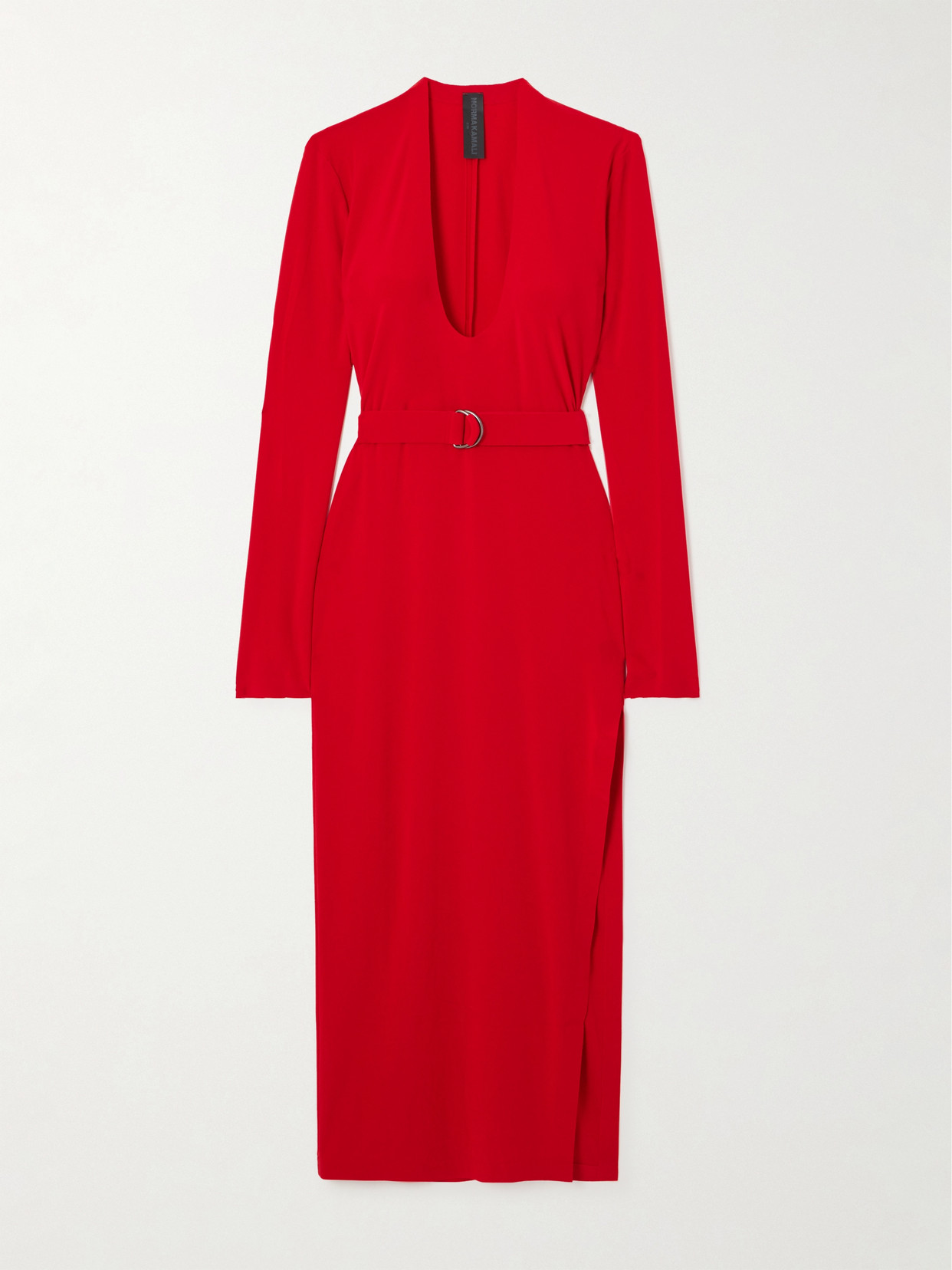 Norma Kamali - Belted Stretch-jersey Midi Dress - Red