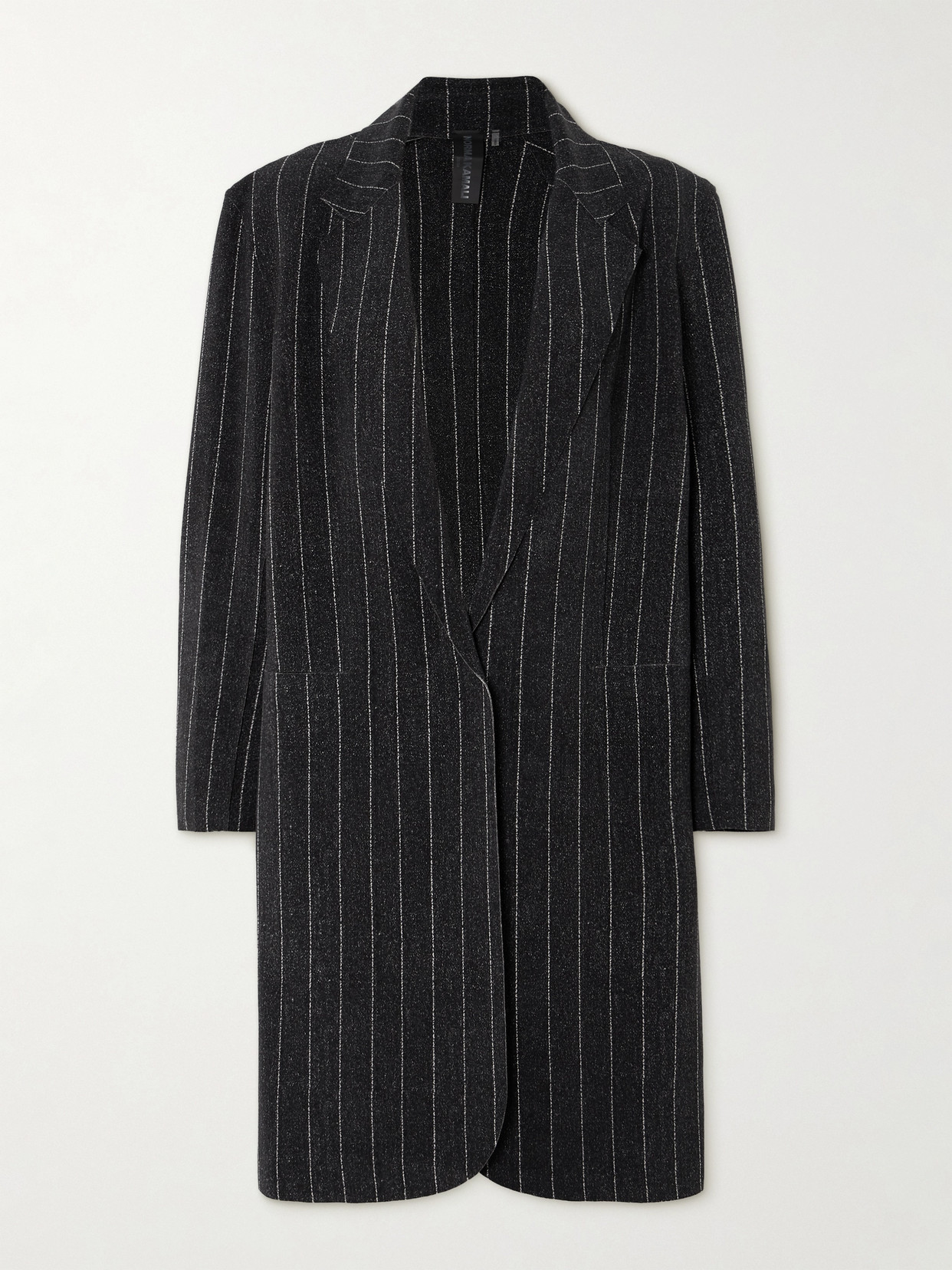 Norma Kamali Oversized Pinstripe Stretch-jersey Blazer In Black