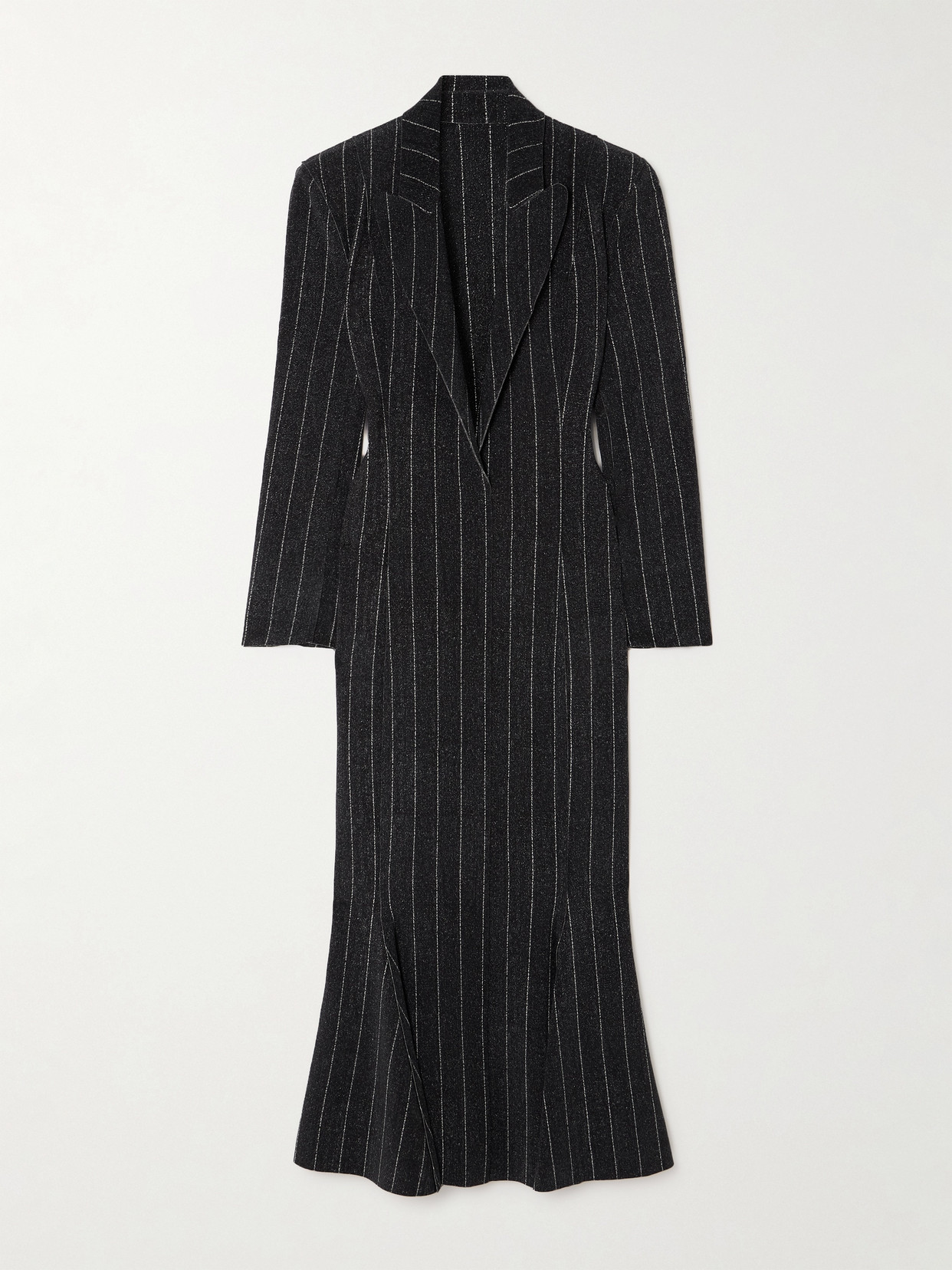 Norma Kamali - Pleated Pinstriped Stretch-jersey Midi Dress - Black