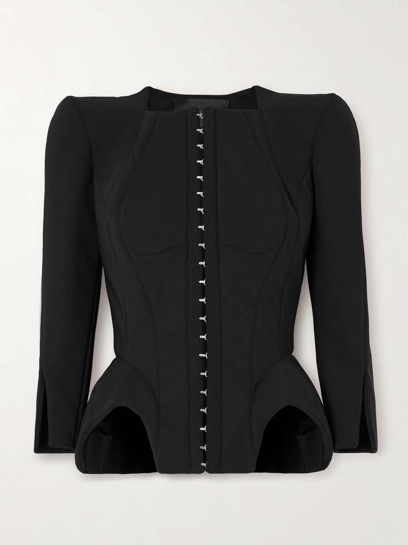 Mugler Asymmetric Paneled Stretch-ponte Jacket