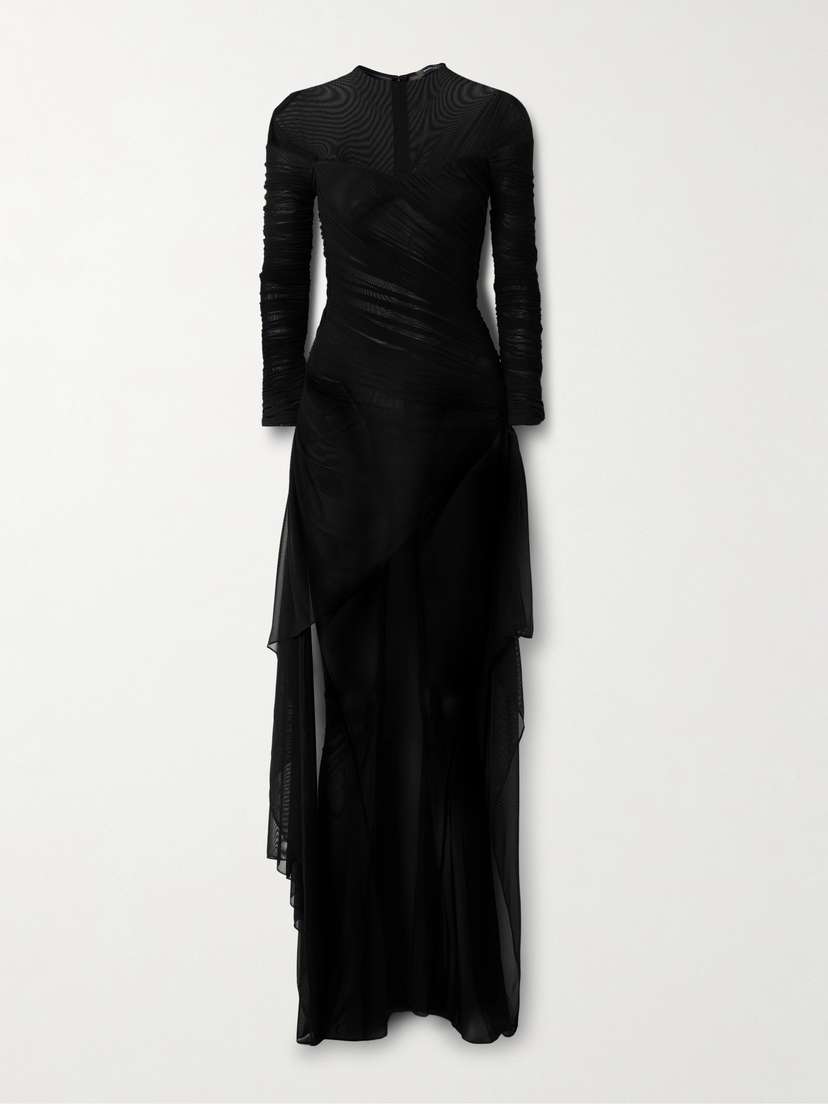 Mugler Ruched Mesh Jumpsuit