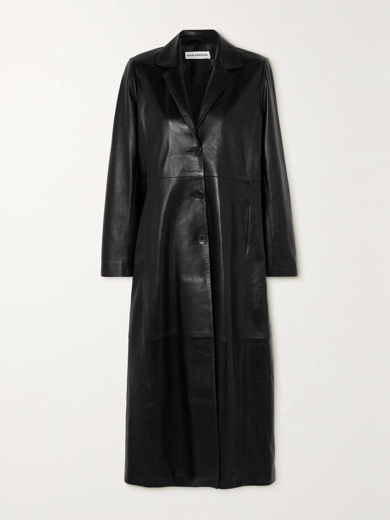 Nour Hammour - Astrid Paneled Leather Coat - Black