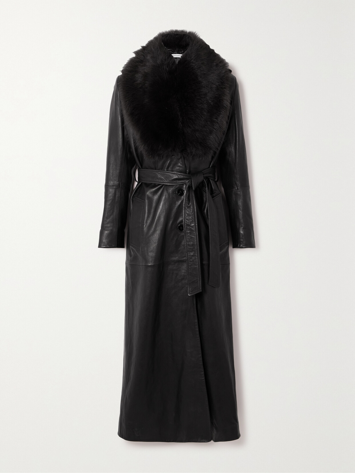 Nour Hammour - + Net Sustain Dakota Belted Shearling-trimmed Leather Coat - Black