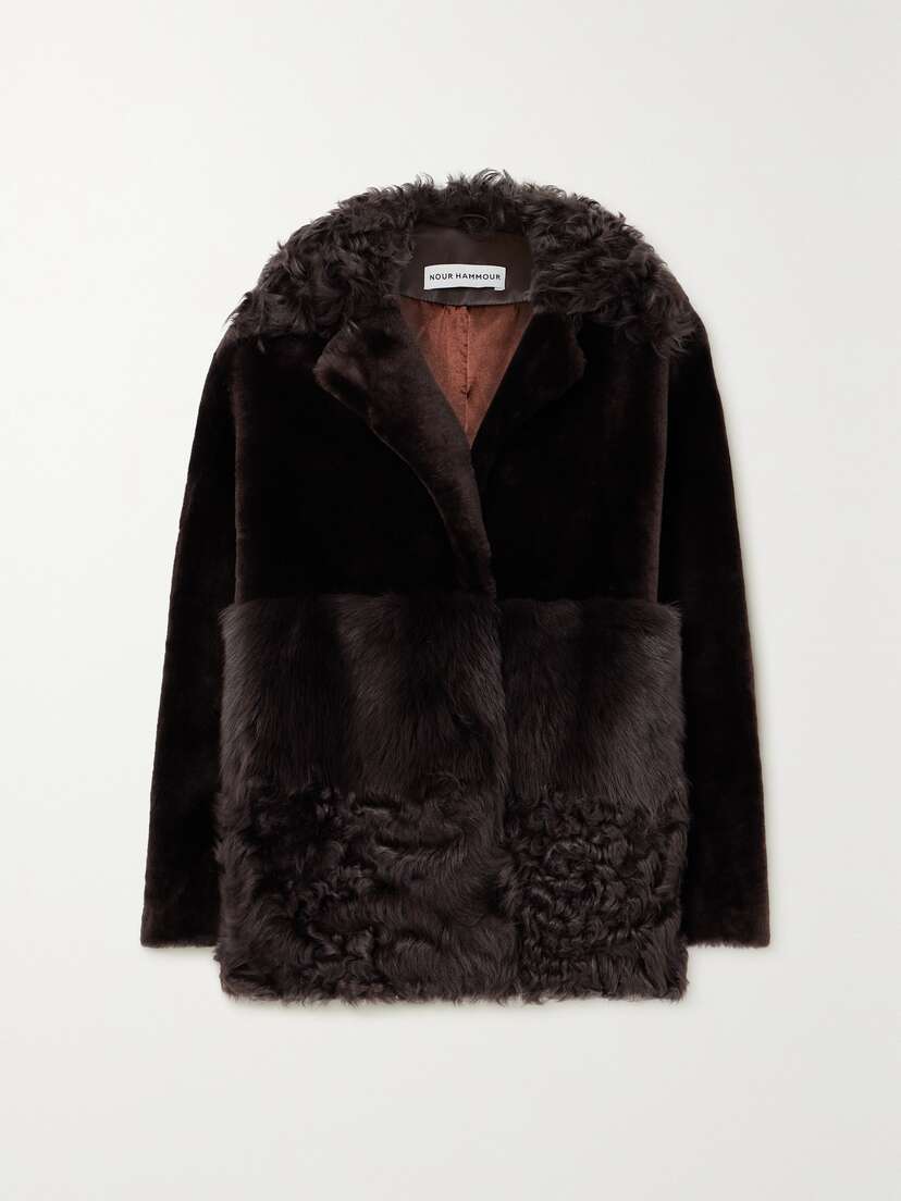 Nour Hammour + Net Sustain Anouk Paneled Shearling Jacket