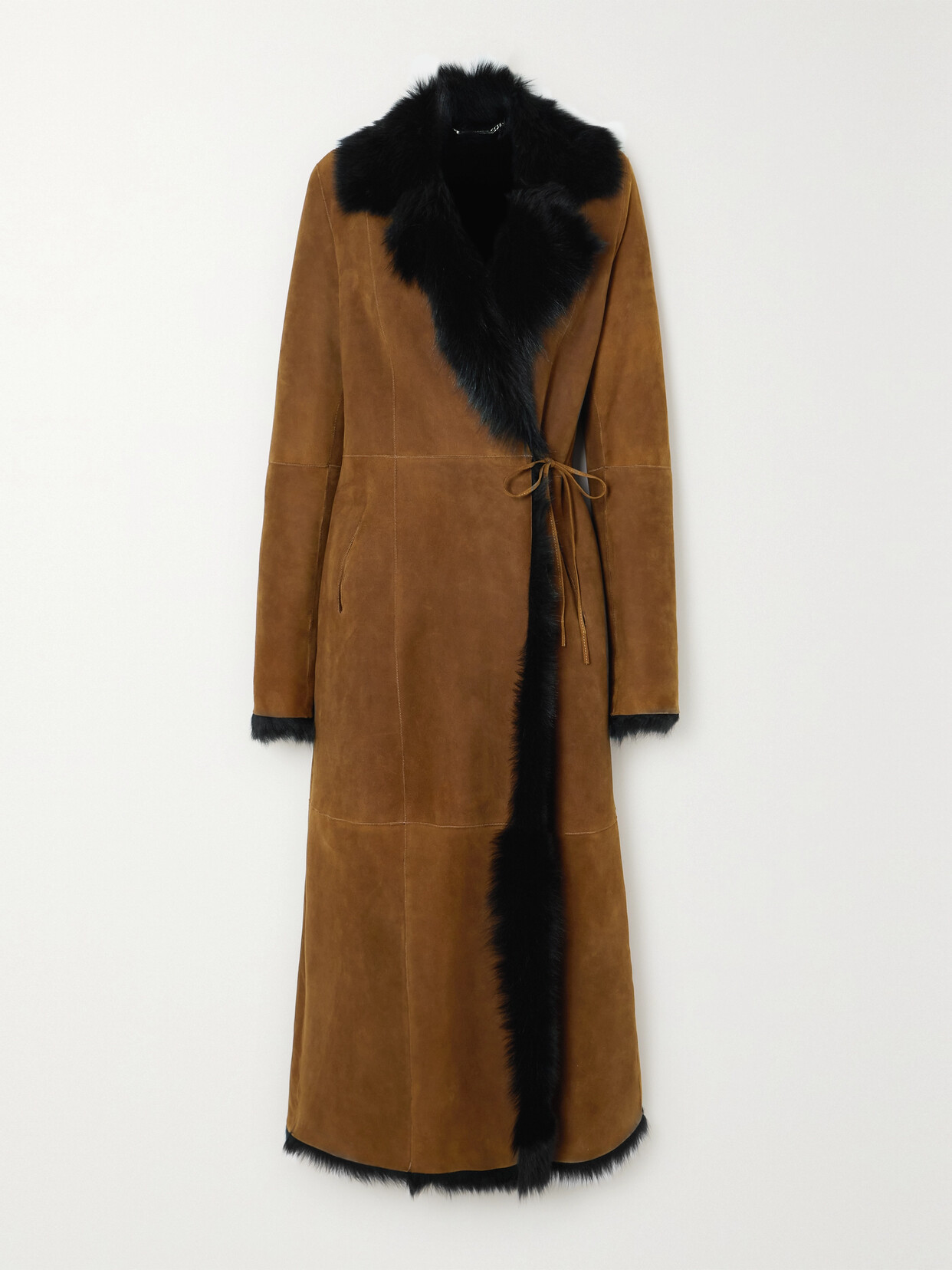 Shop Nour Hammour + Net Sustain Joni Paneled Shearling Coat In Brown