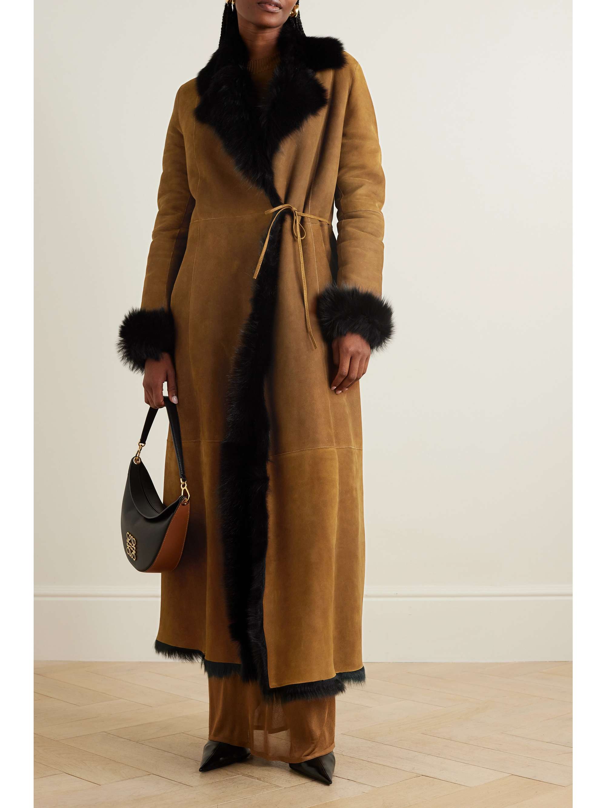 NOUR HAMMOUR + NET SUSTAIN Joni paneled shearling coat | NET-A-PORTER