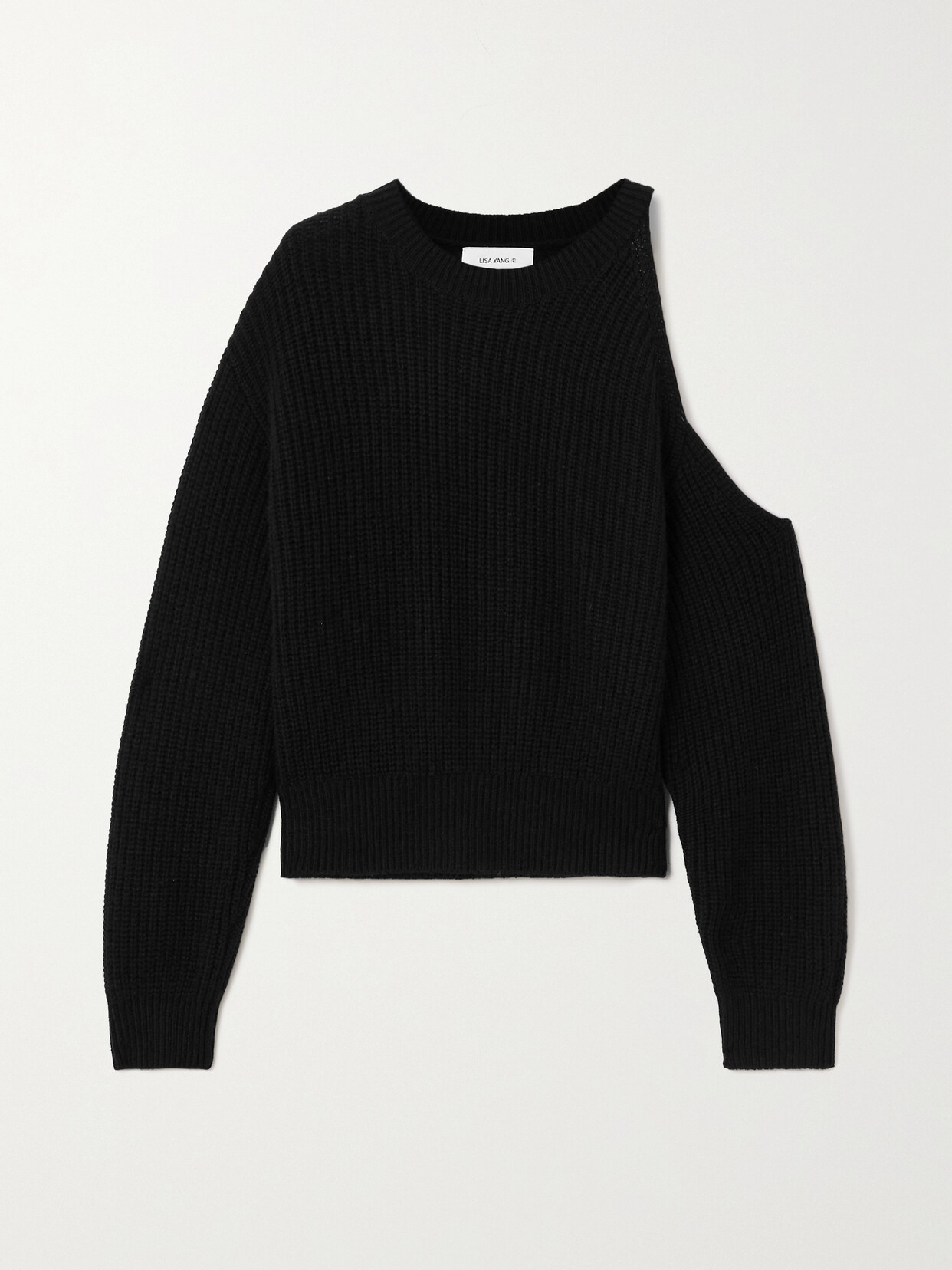 LISA YANG - Leora Cutout Ribbed Cashmere Sweater - Black