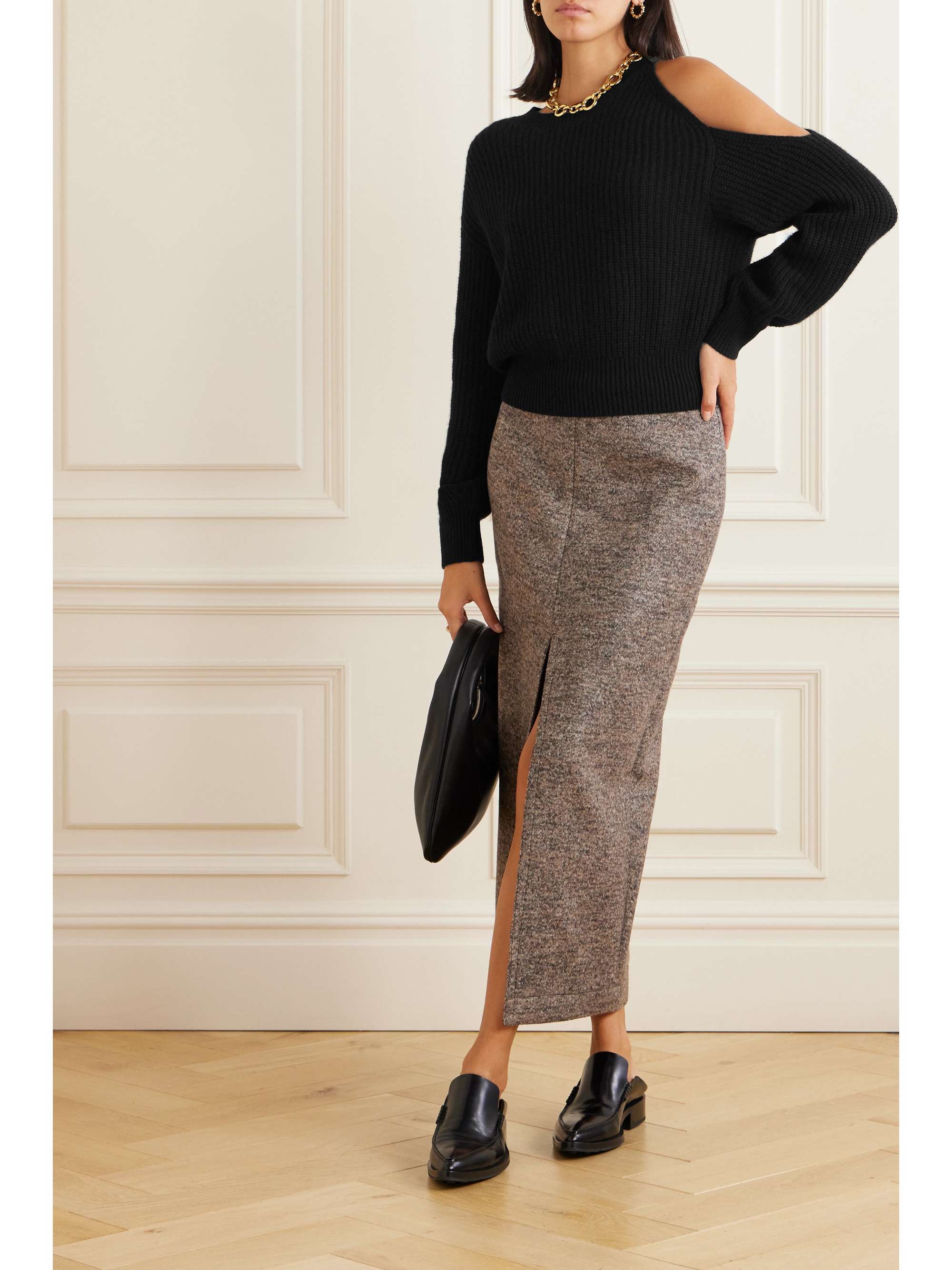 LISA YANG Leora cold-shoulder ribbed cashmere sweater