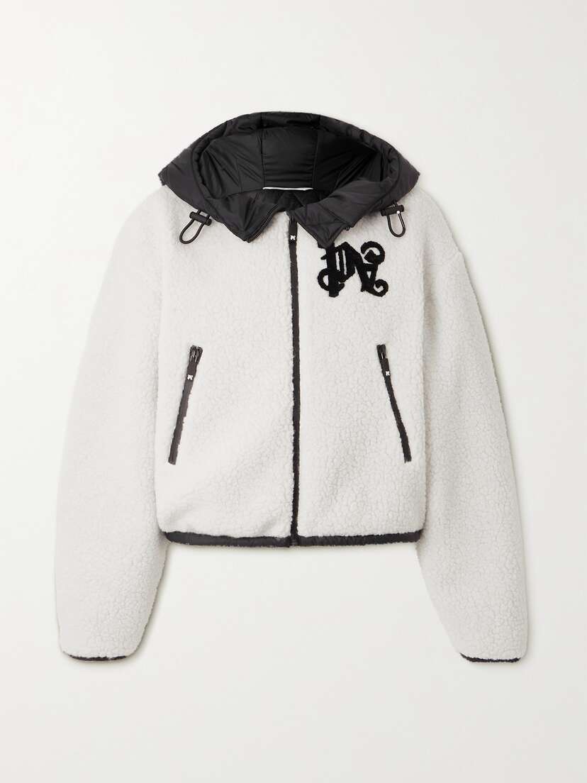 Palm Angels Shell-trimmed Hooded Faux Shearling Jacket