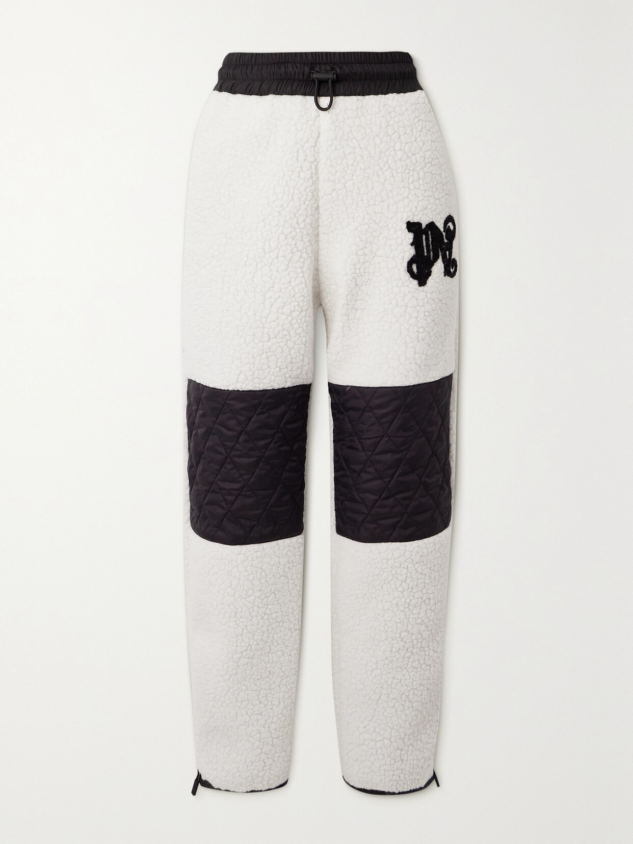 Palm Angels Appliquéd Faux Shearling And Quilted Shell Track Pants In Cream