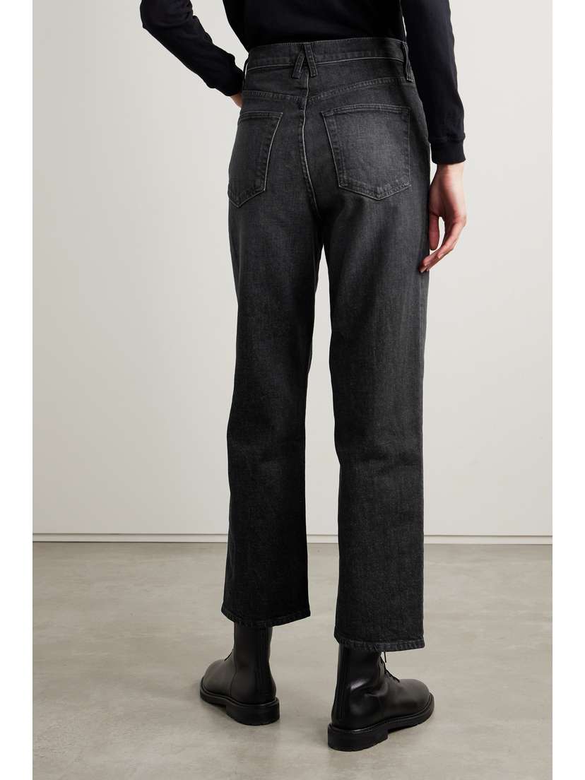 SLVRLAKE + Net Sustain London Cropped High-rise Straight-leg Organic Jeans - detail view in Black