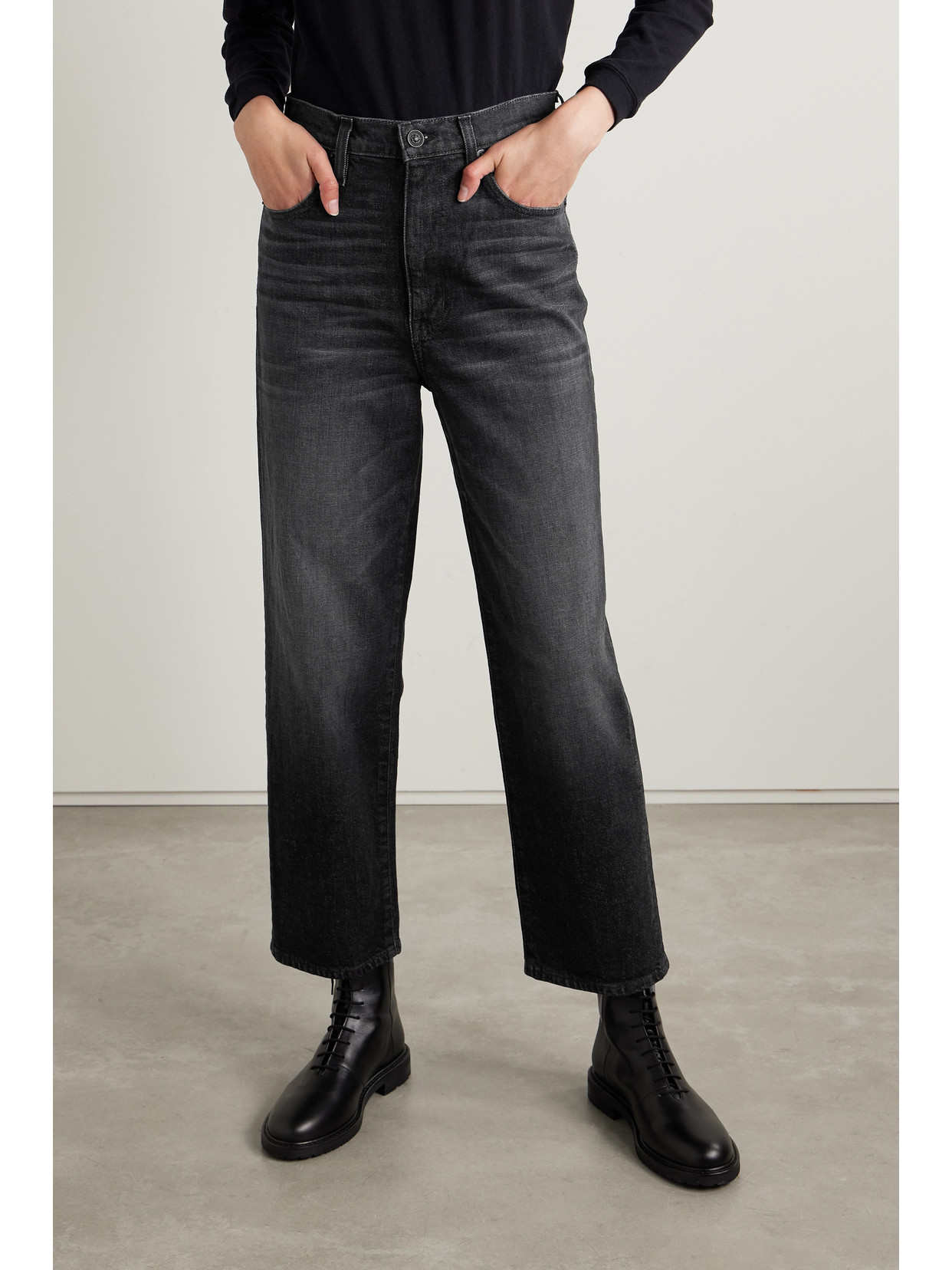 SLVRLAKE + NET SUSTAIN LONDON CROPPED HIGH-RISE STRAIGHT-LEG ORGANIC JEANS