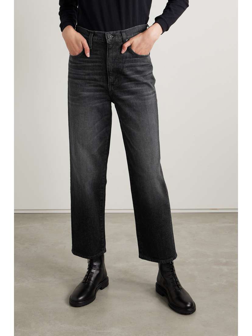 SLVRLAKE + Net Sustain London Cropped High-rise Straight-leg Organic Jeans - side view in Black