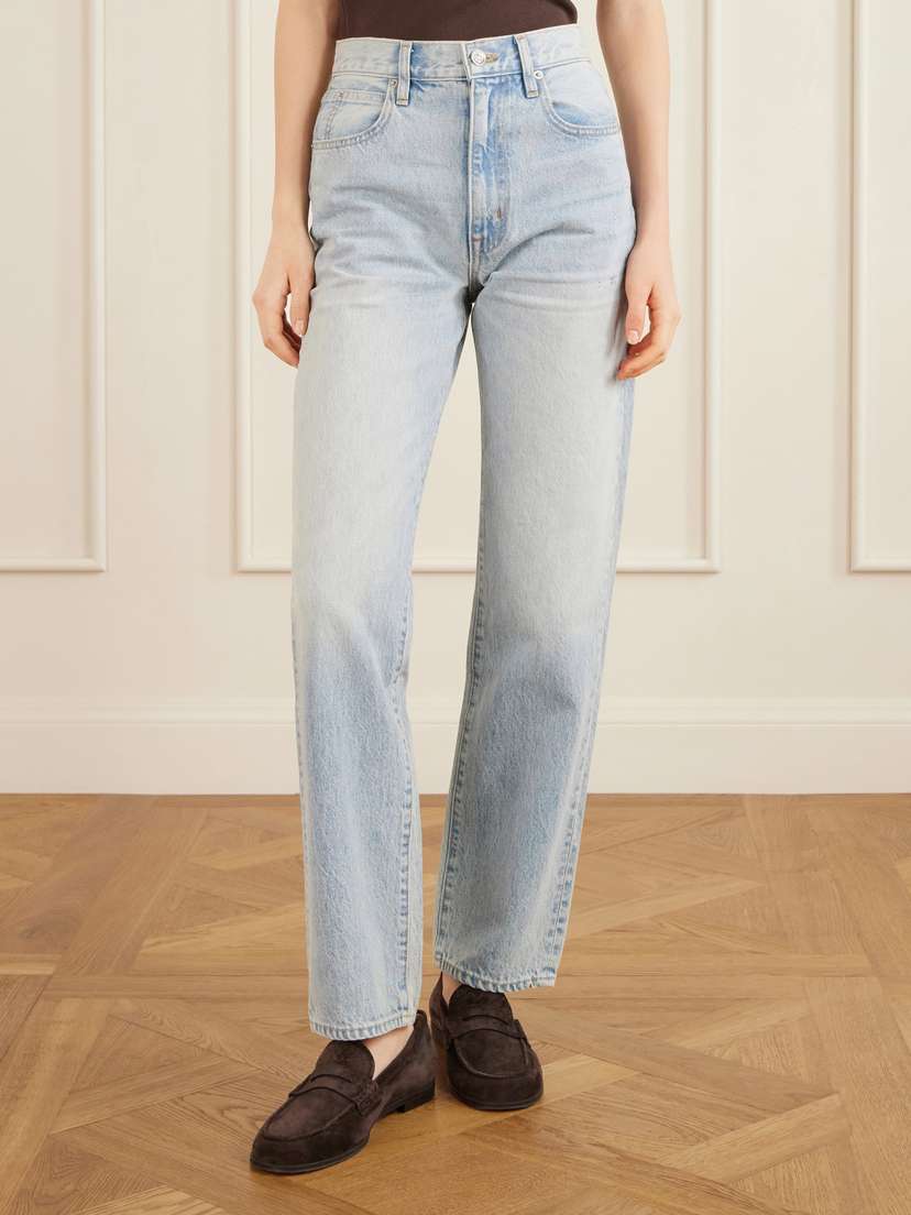 SLVRLAKE + Net Sustain London High-rise Straight-leg Organic Jeans - side view in Light blue
