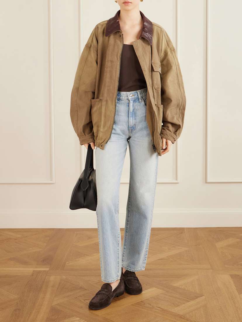 SLVRLAKE + Net Sustain London High-rise Straight-leg Organic Jeans - back view in Light blue