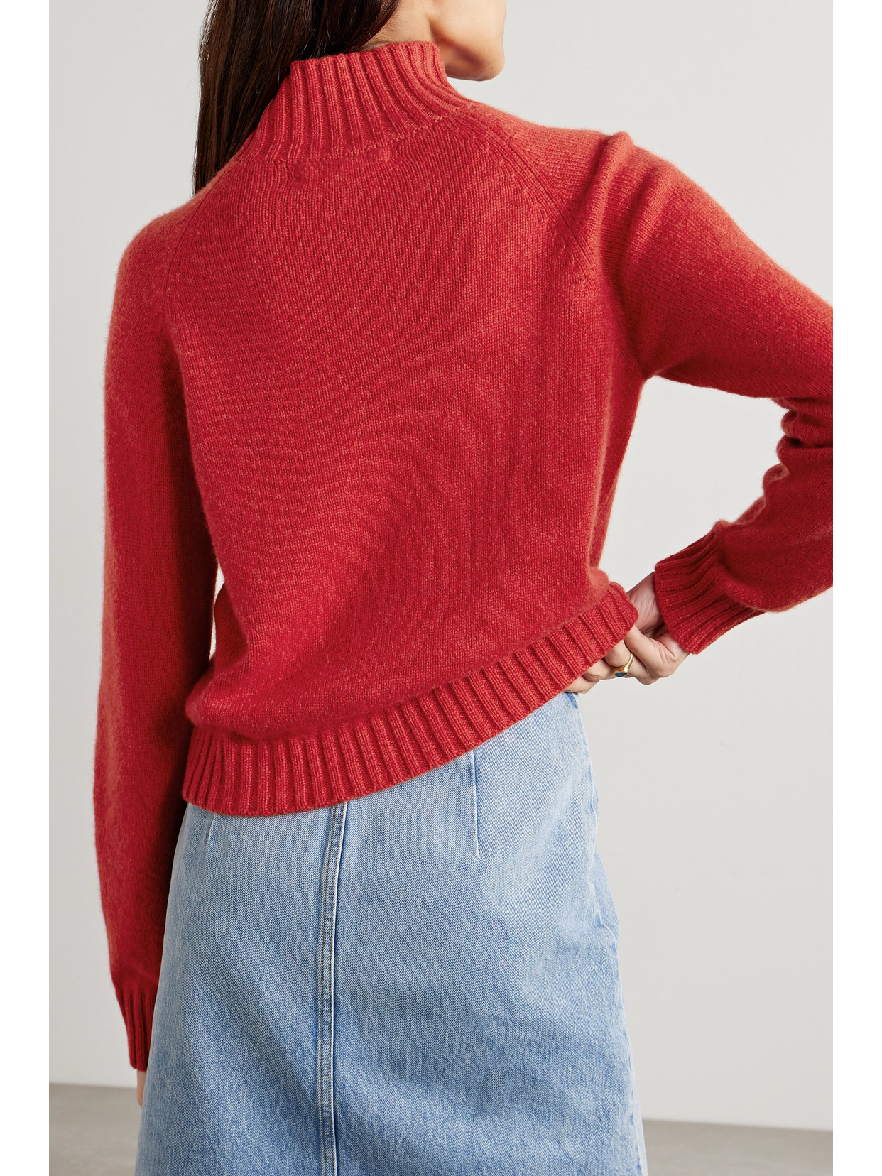 The Elder Statesman Cashmere Turtleneck Sweater In Red