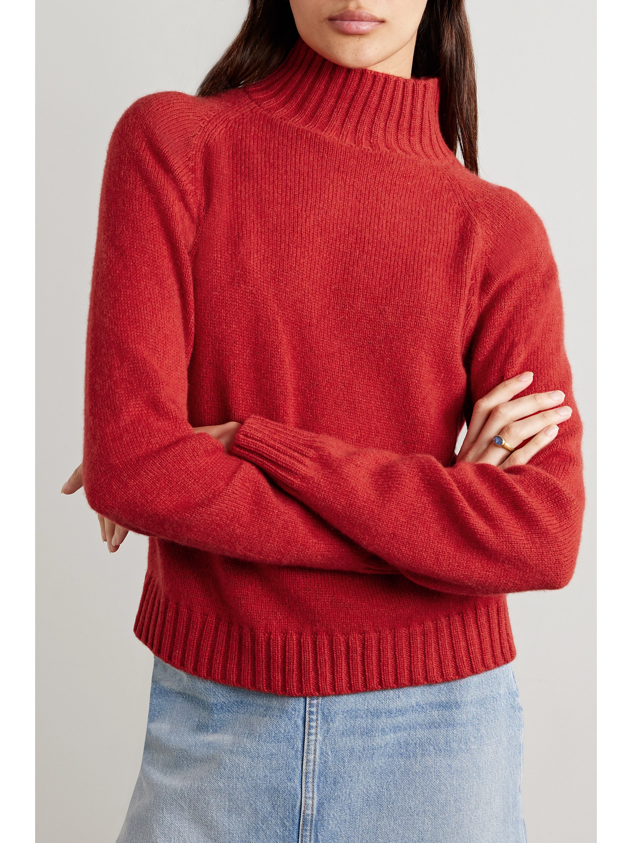 The Elder Statesman Cashmere Turtleneck Sweater In Red