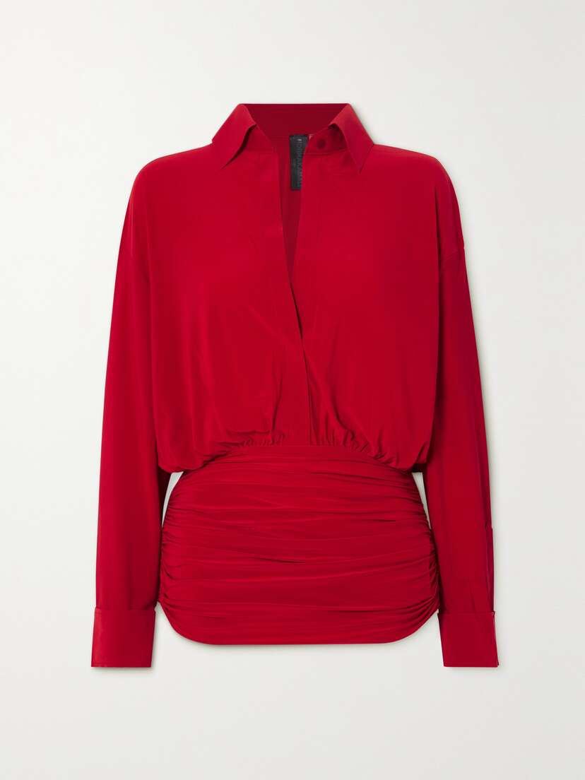 Norma Kamali Ruched Stretch-crepe Mini Dress - x large