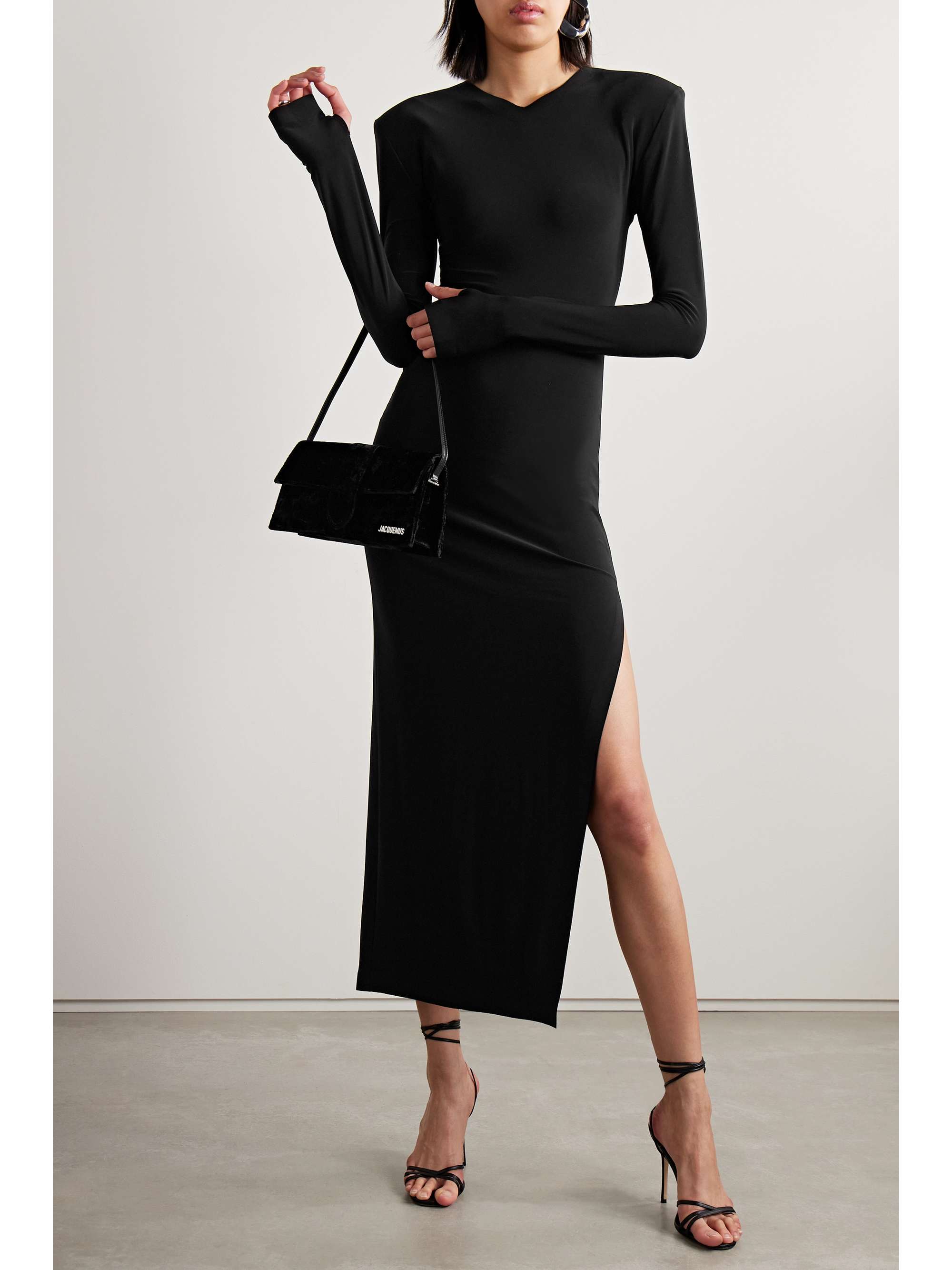 Stretch jersey midi dress black xx small