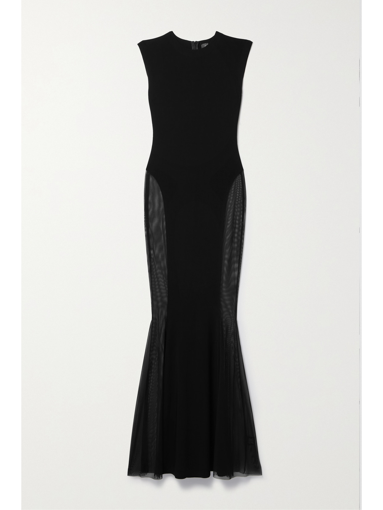 Norma Kamali Mesh-paneled Stretch-jersey Gown In Black