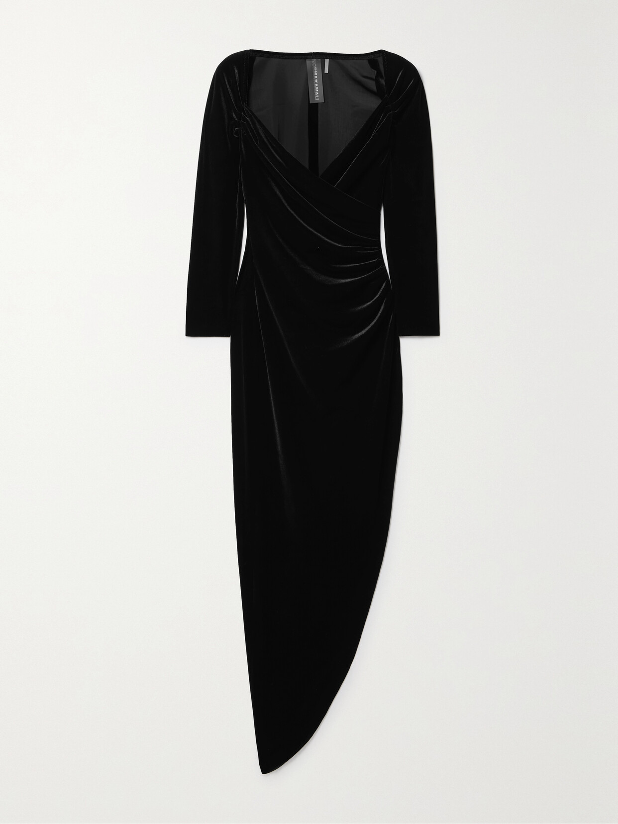 Norma Kamali - Ruched Stretch-velvet Midi Dress - Black