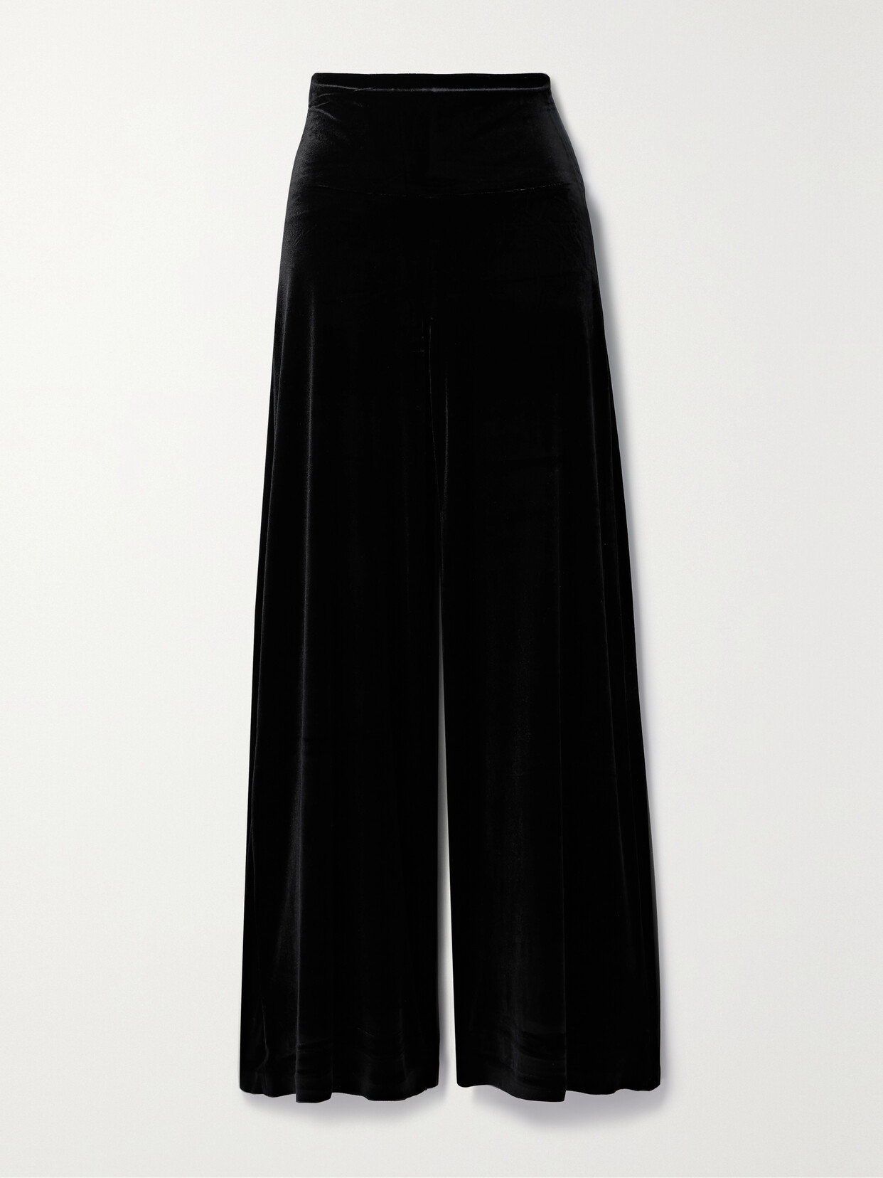 Norma Kamali - Elephant Stretch-velvet Wide-leg Pants - Black