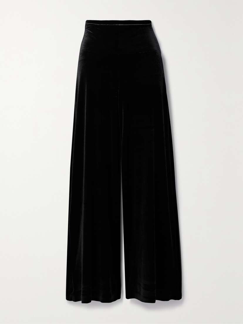 Norma Kamali Elephant Stretch-velvet Wide-leg Pants - x large